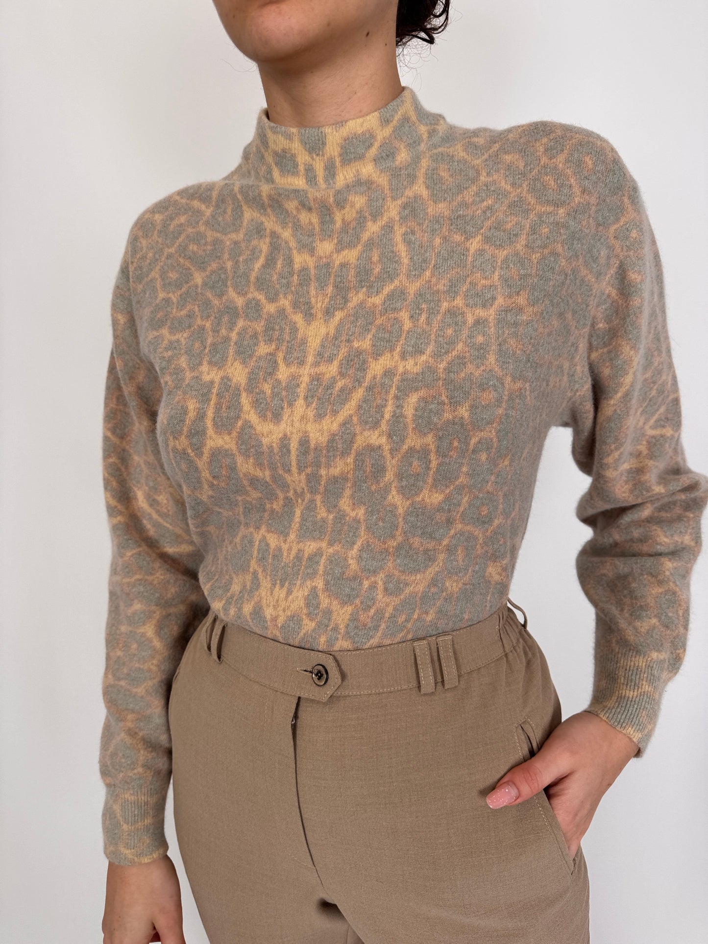 Maleta subțire animal print din lana extrafina