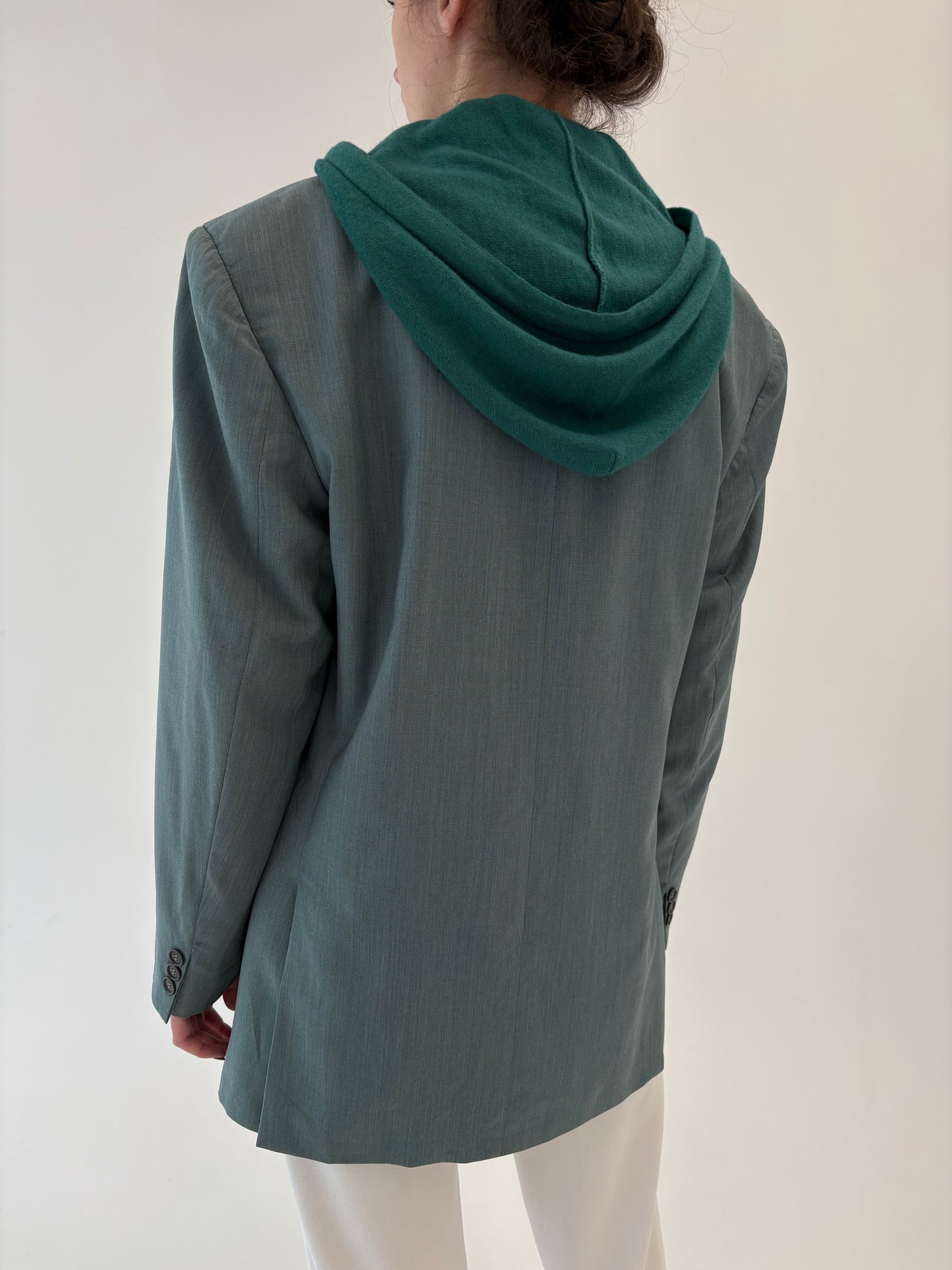 Sacou italian mint green din lana extrafina in croi actual