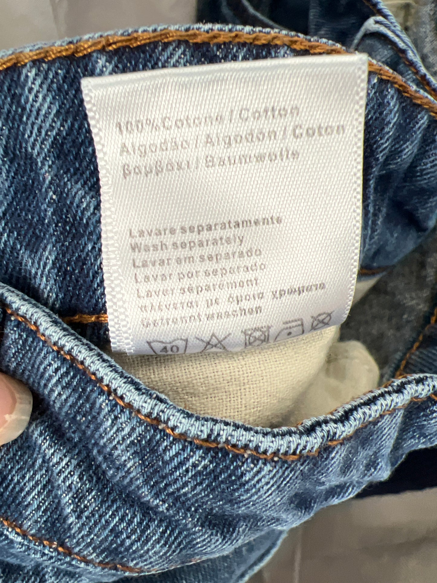 Jeans vintage petite cu talie ultra înaltă marcată cu detalii chic