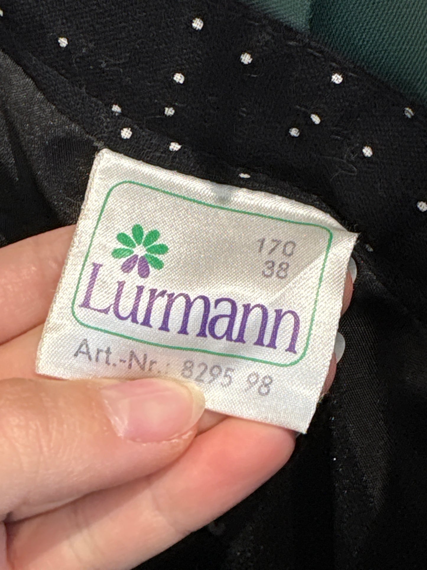 Fustă vintage neagră cu buline albe din stofita de la zi la seară