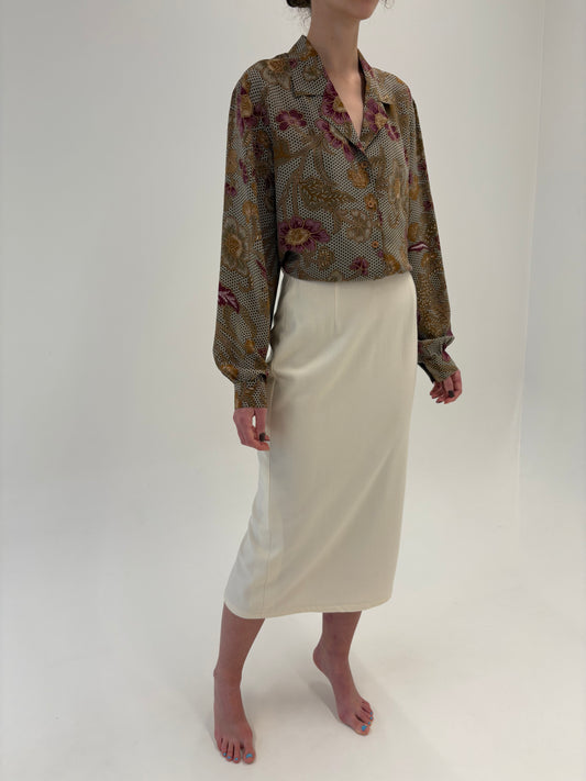 Fustă luxury Gianfranco Ferre butter white de la zi la seară din lana extrafina