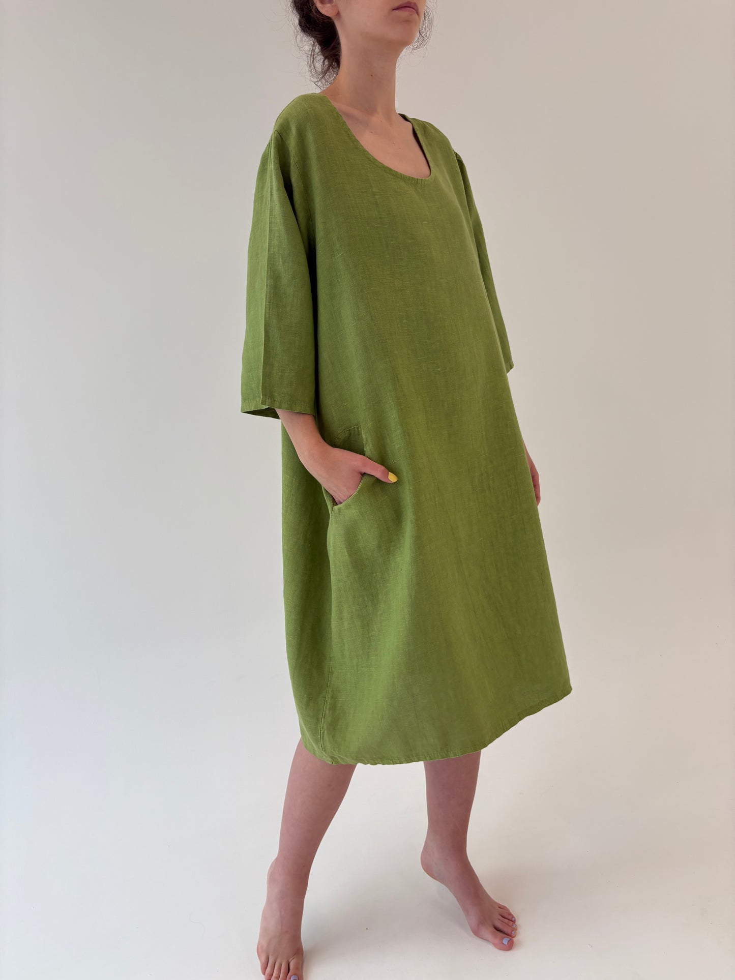 Rochie seaweed green italiană din în premium în croi minimalist