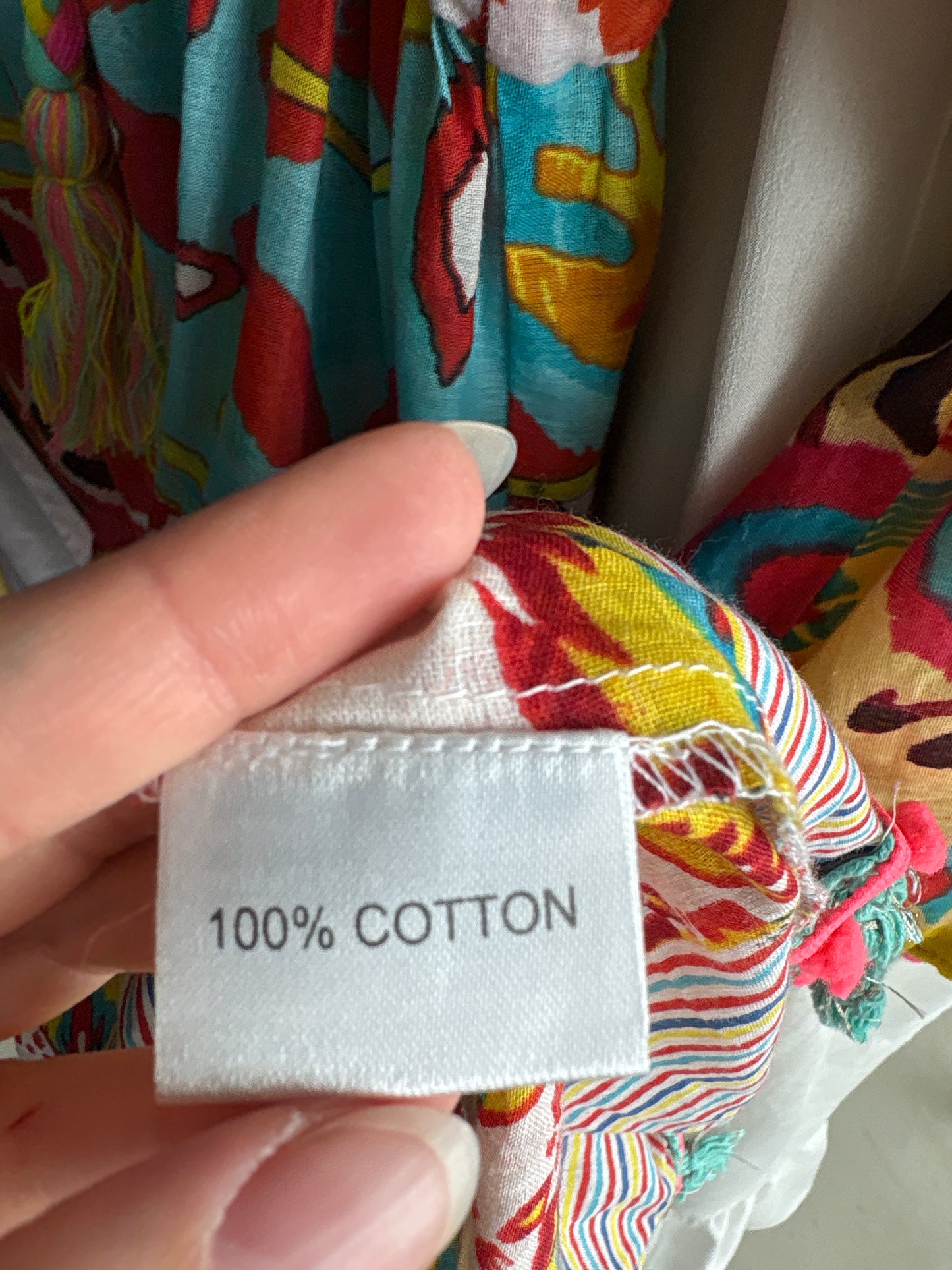 Rochie italiană boho din panzica de bumbac cu aplicații manuale Antica Sartoria