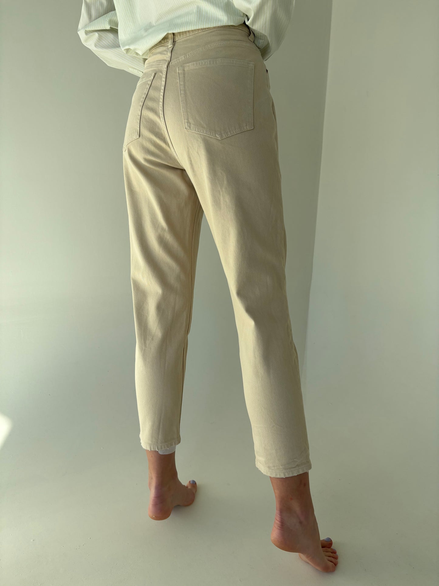 Jeans camel mom fit ultra confort modelatori cu talie ultra înaltă