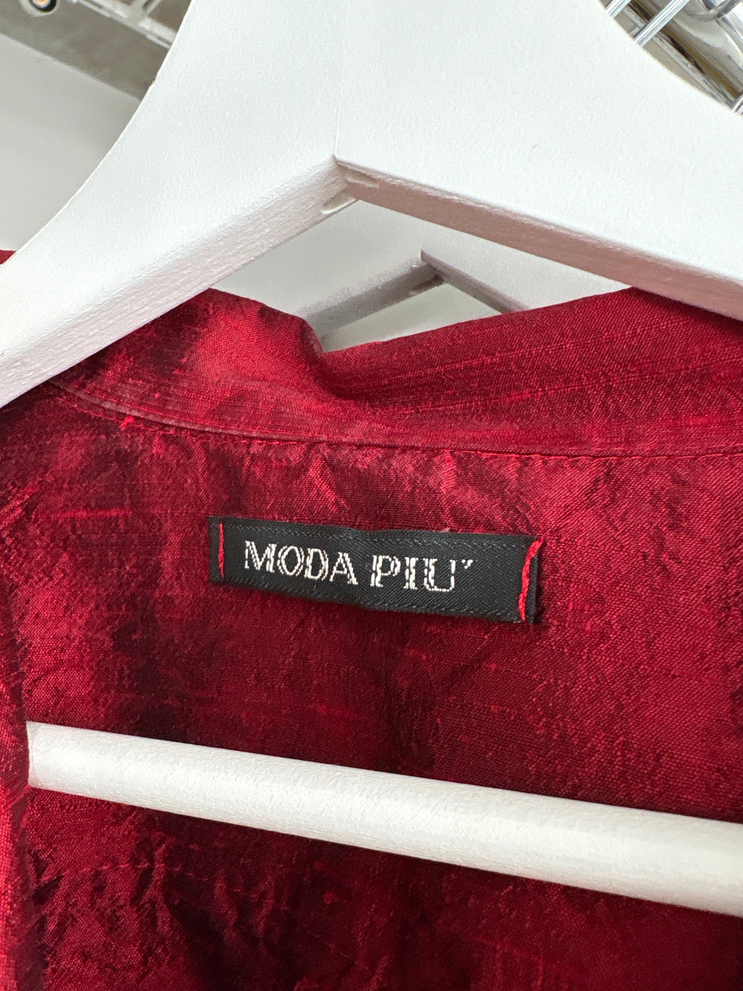 Sacou cherry red cambrat din mătase naturală dupioni
