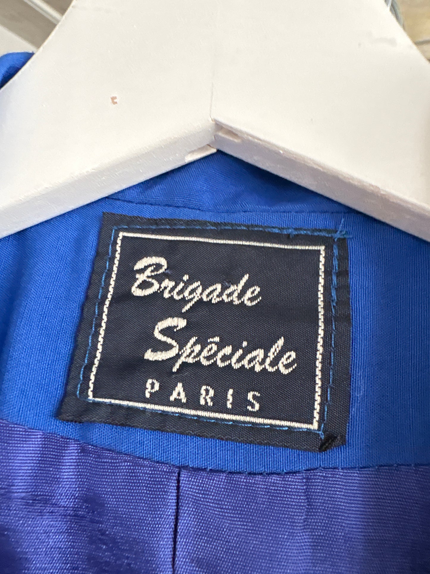 Sacou vintage cambrat din twill albastru regal cu nasturi decorativi