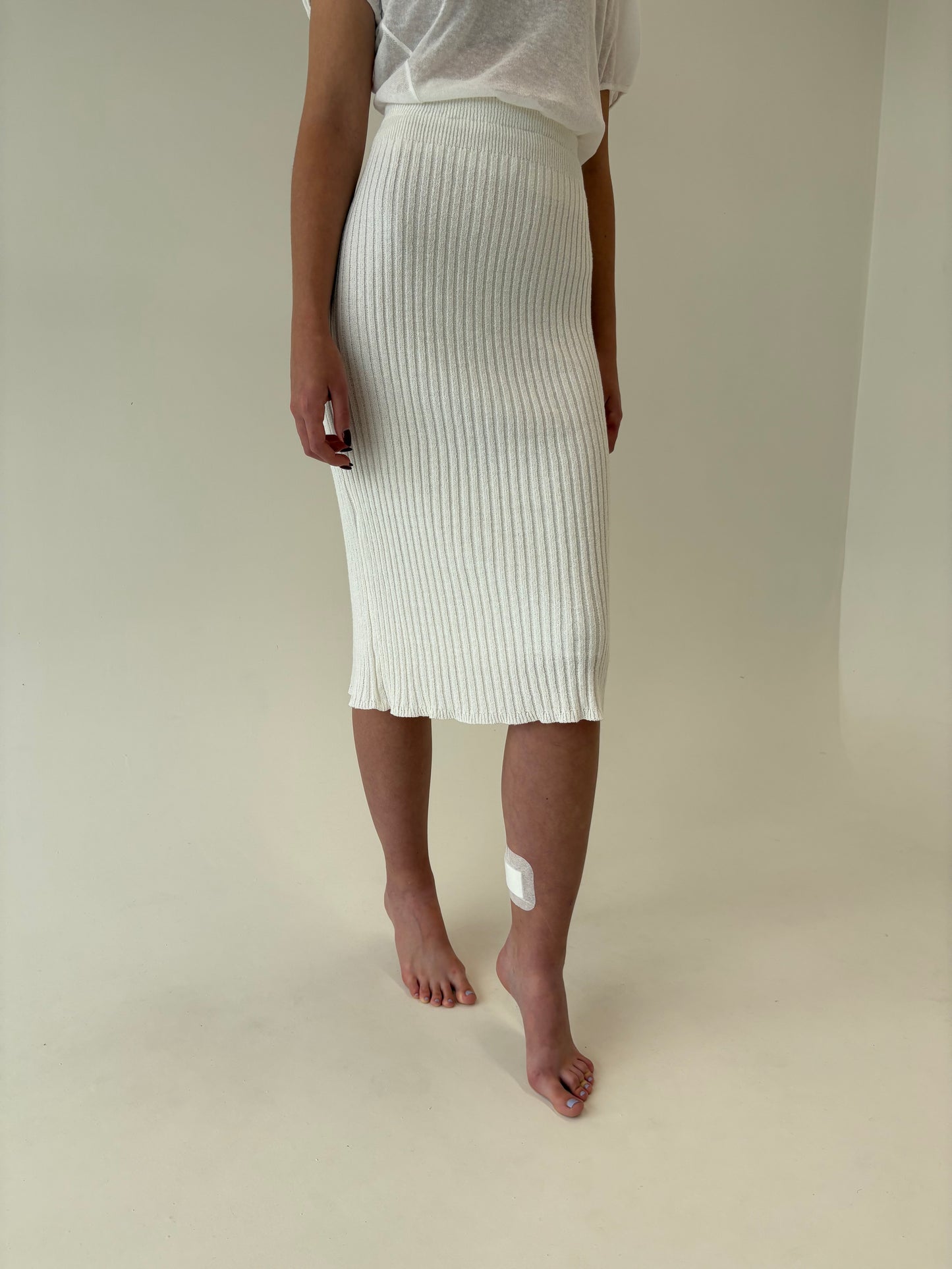Fustă din jerse ribbed din mix de lana extrafina