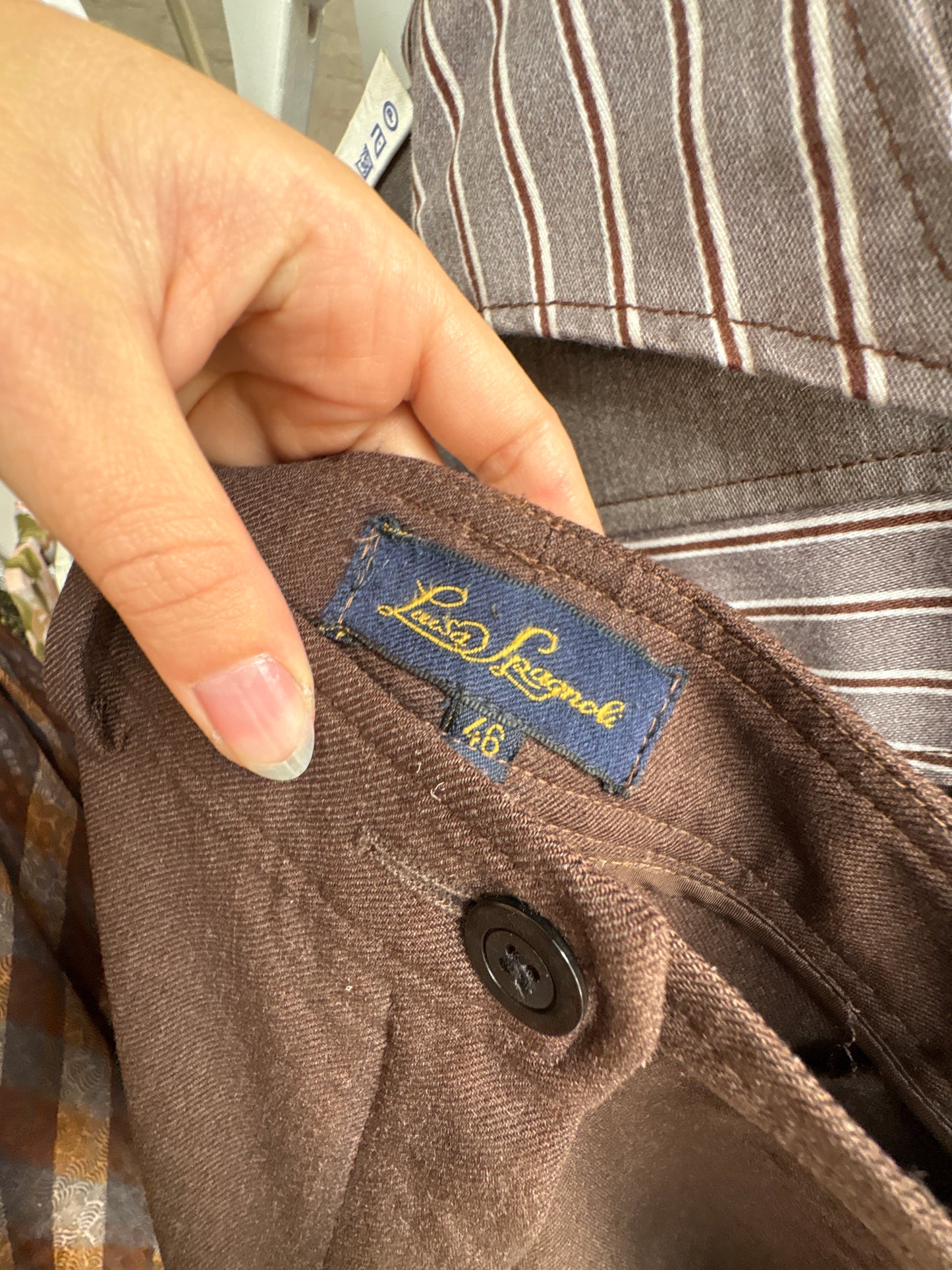 Pantaloni luxury Luisa Spagnioli din lana extrafina strech chocolate brown