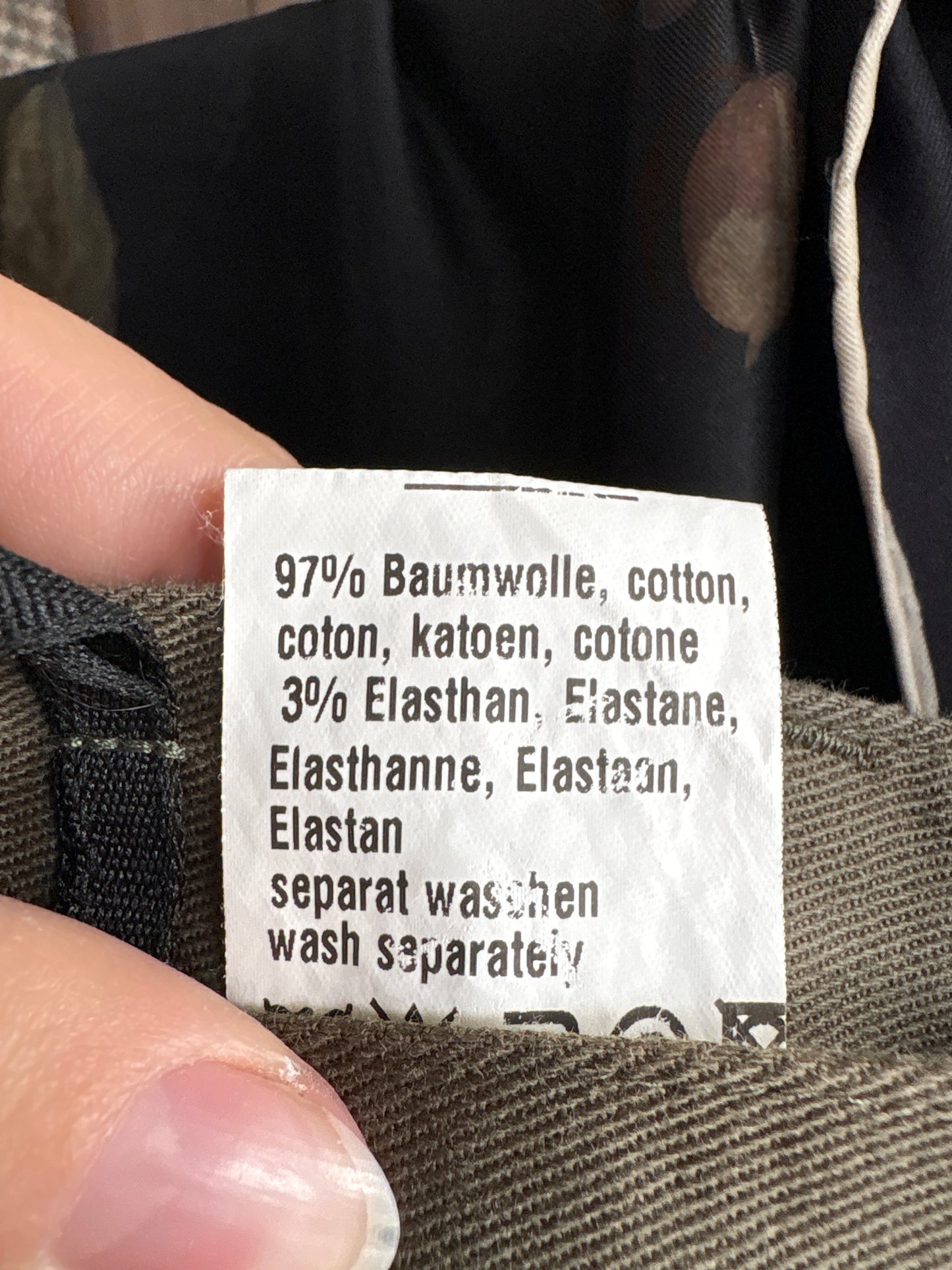Pantaloni din gabardină kaki de bumbac modelatoare