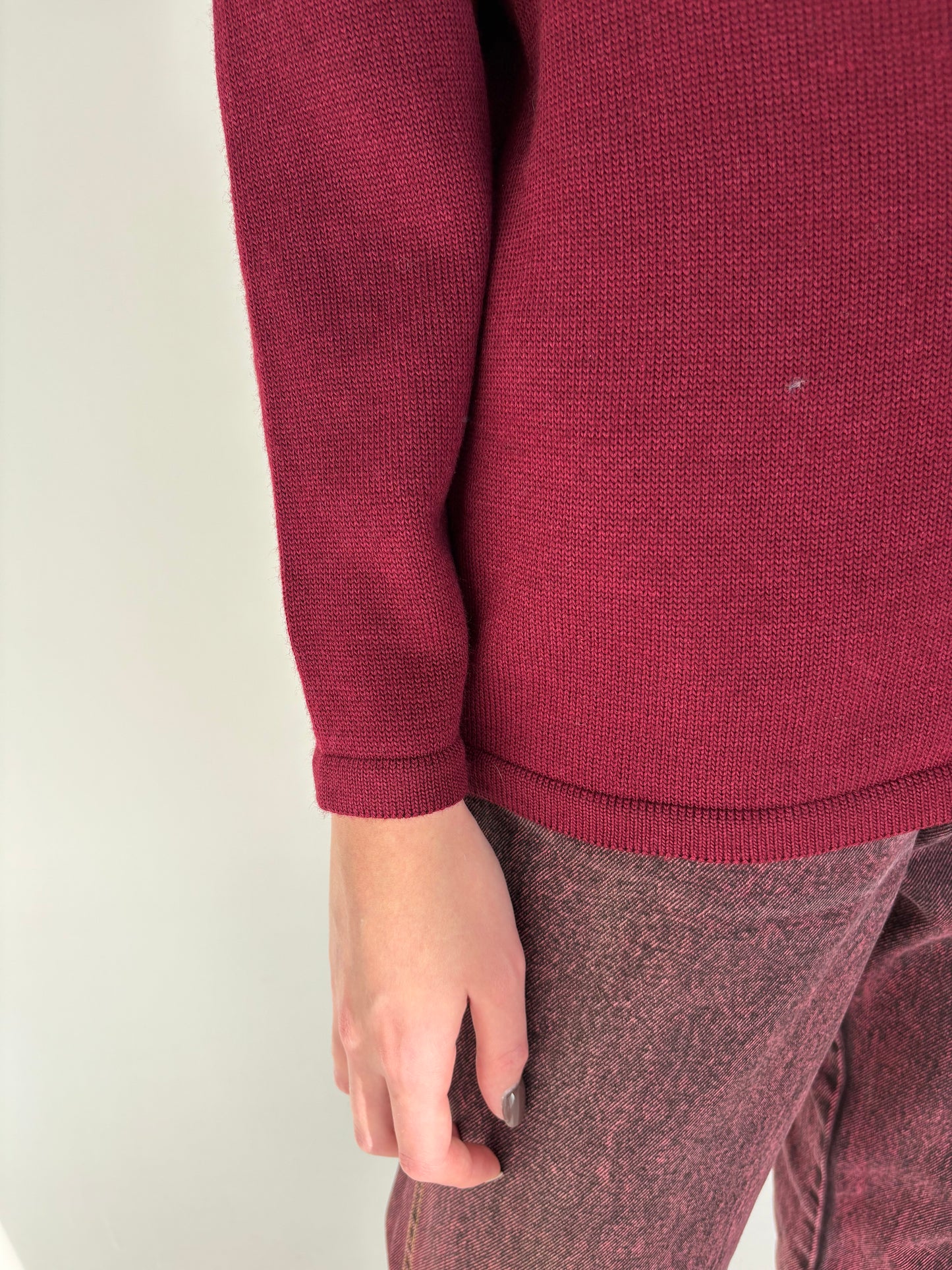 Cardigan vintage burgundy gros petite din lana merino extrafina