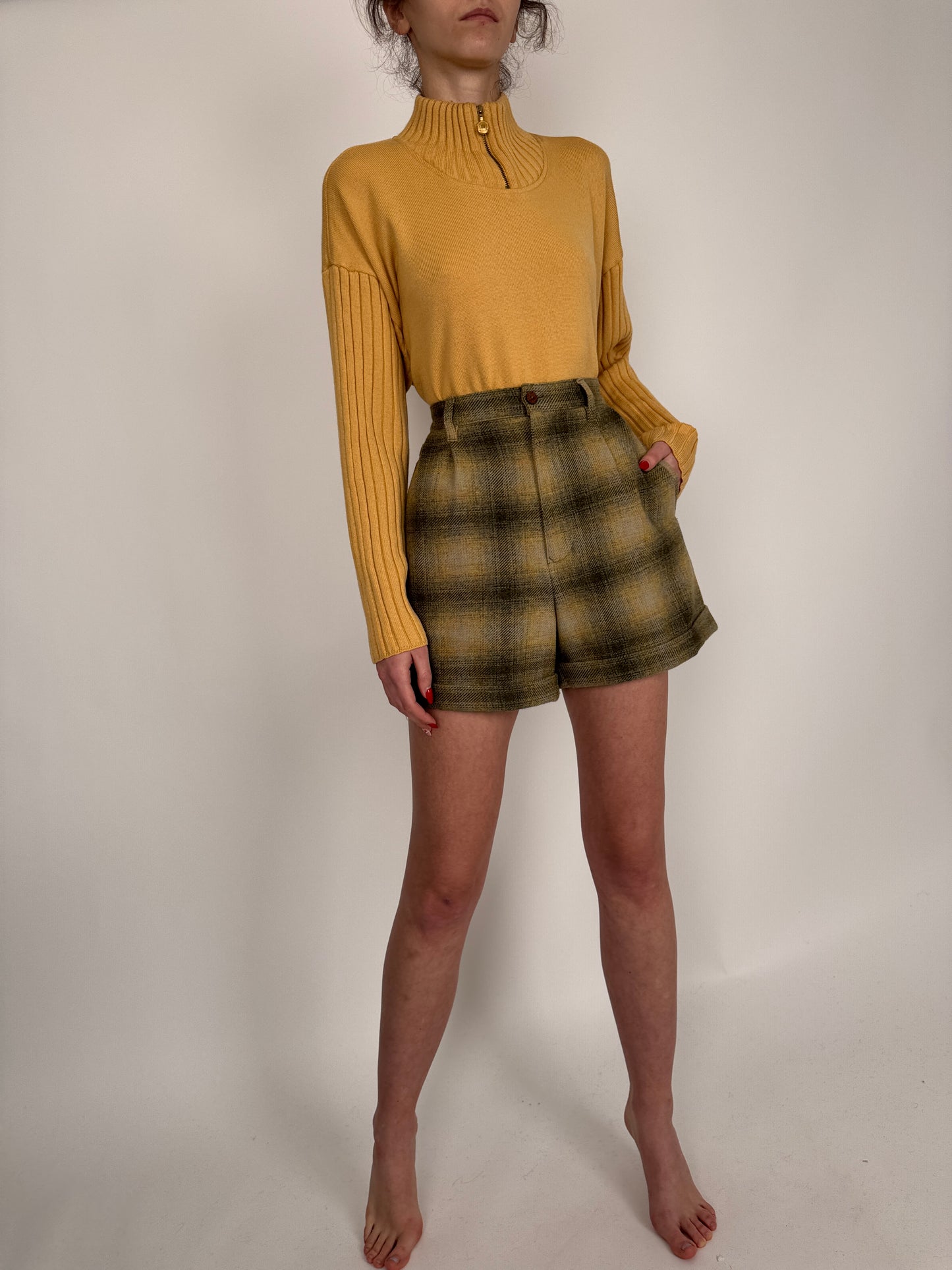 Pantaloni Stefanel cu talie ultra înaltă din stofă de lana cu mohair