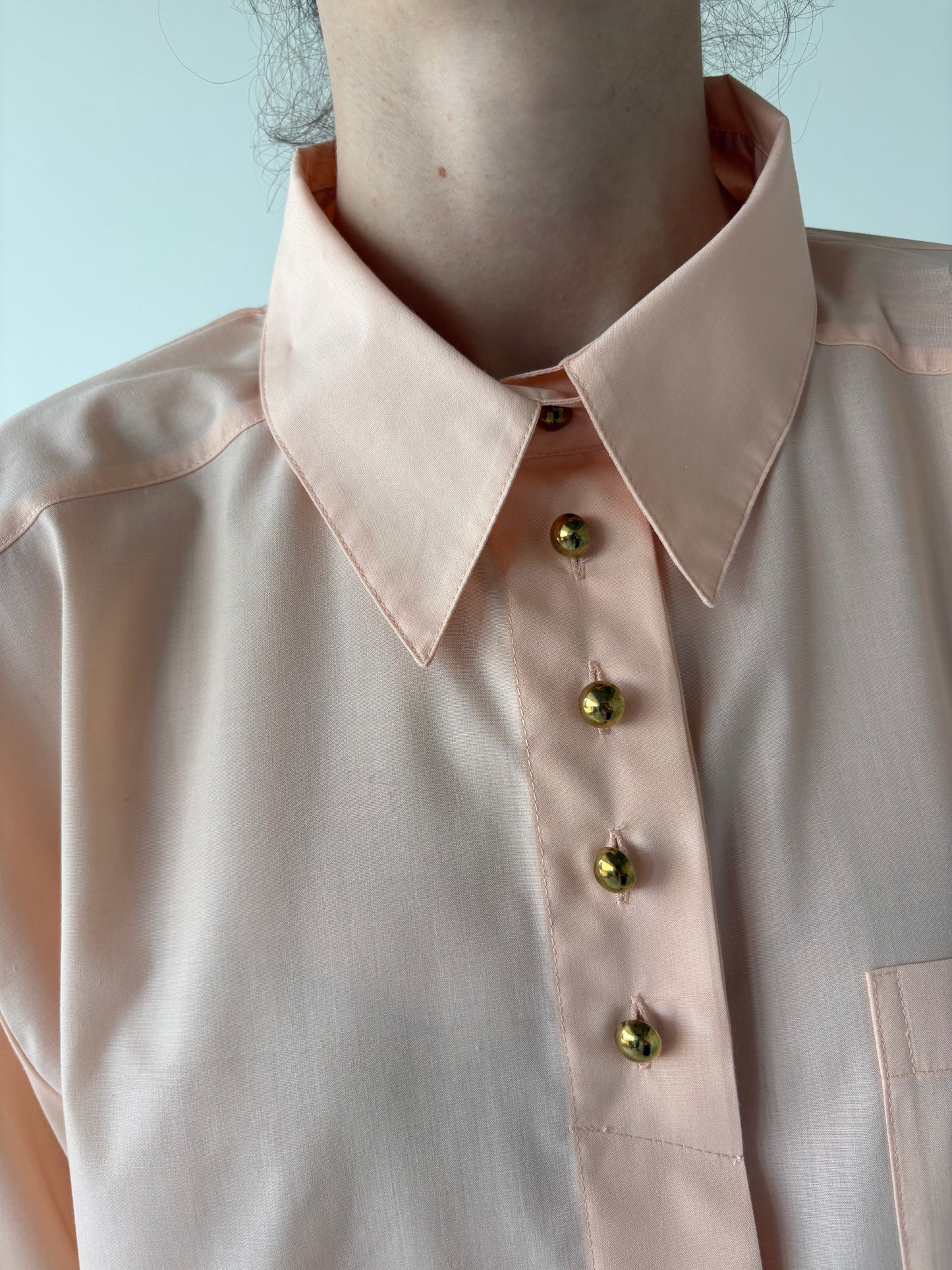 Cămașa vintage champagne orange din poplin de bumbac structurat