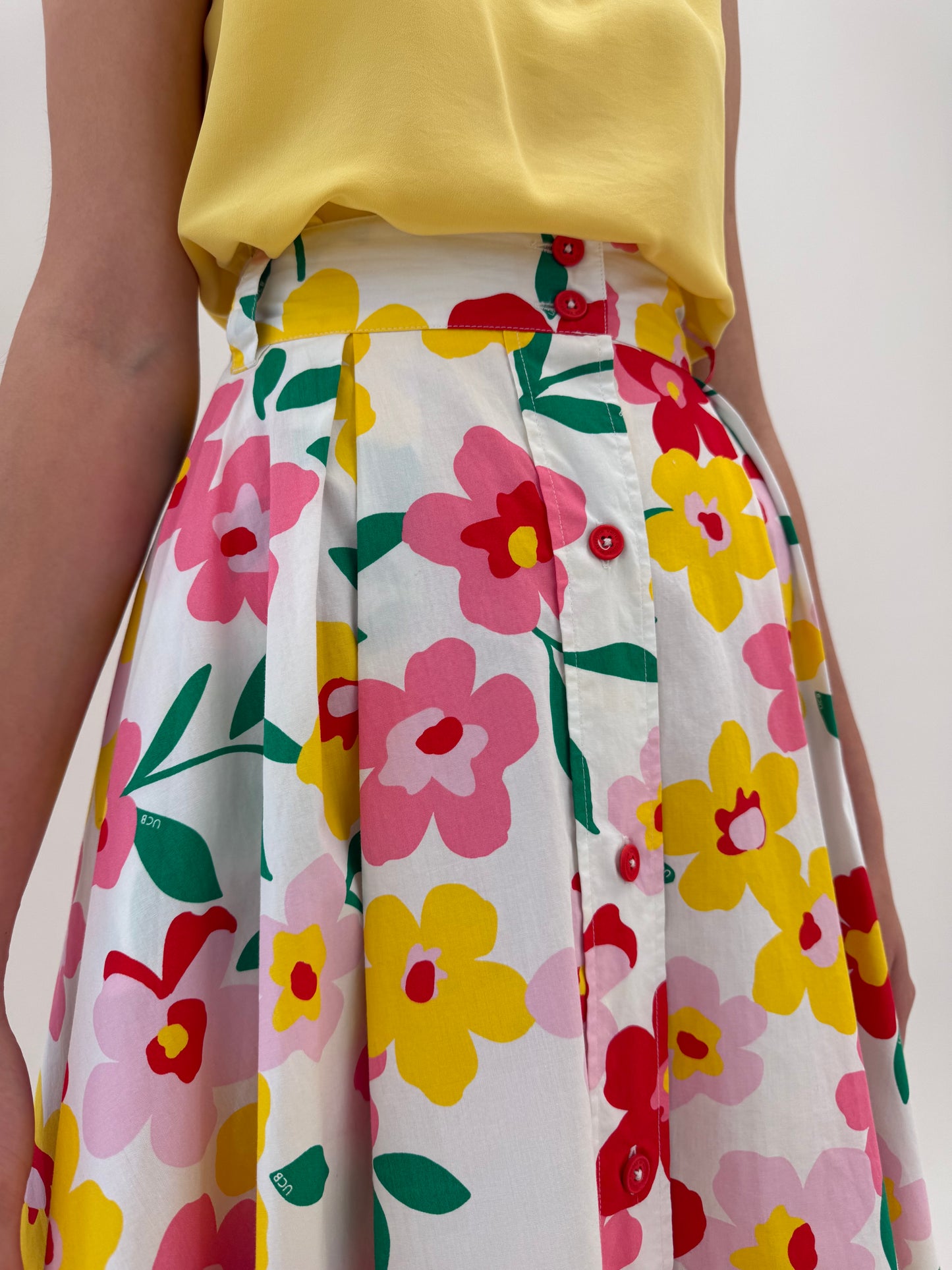 Fustă de bumbac maxi cu buaizbre și print floral