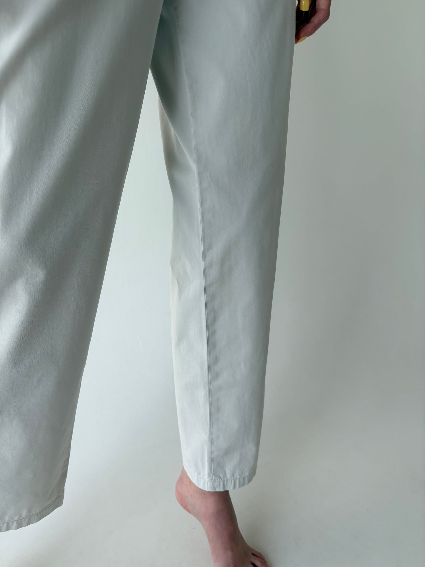 Pantaloni tall light gray cu pense din bumbac premium