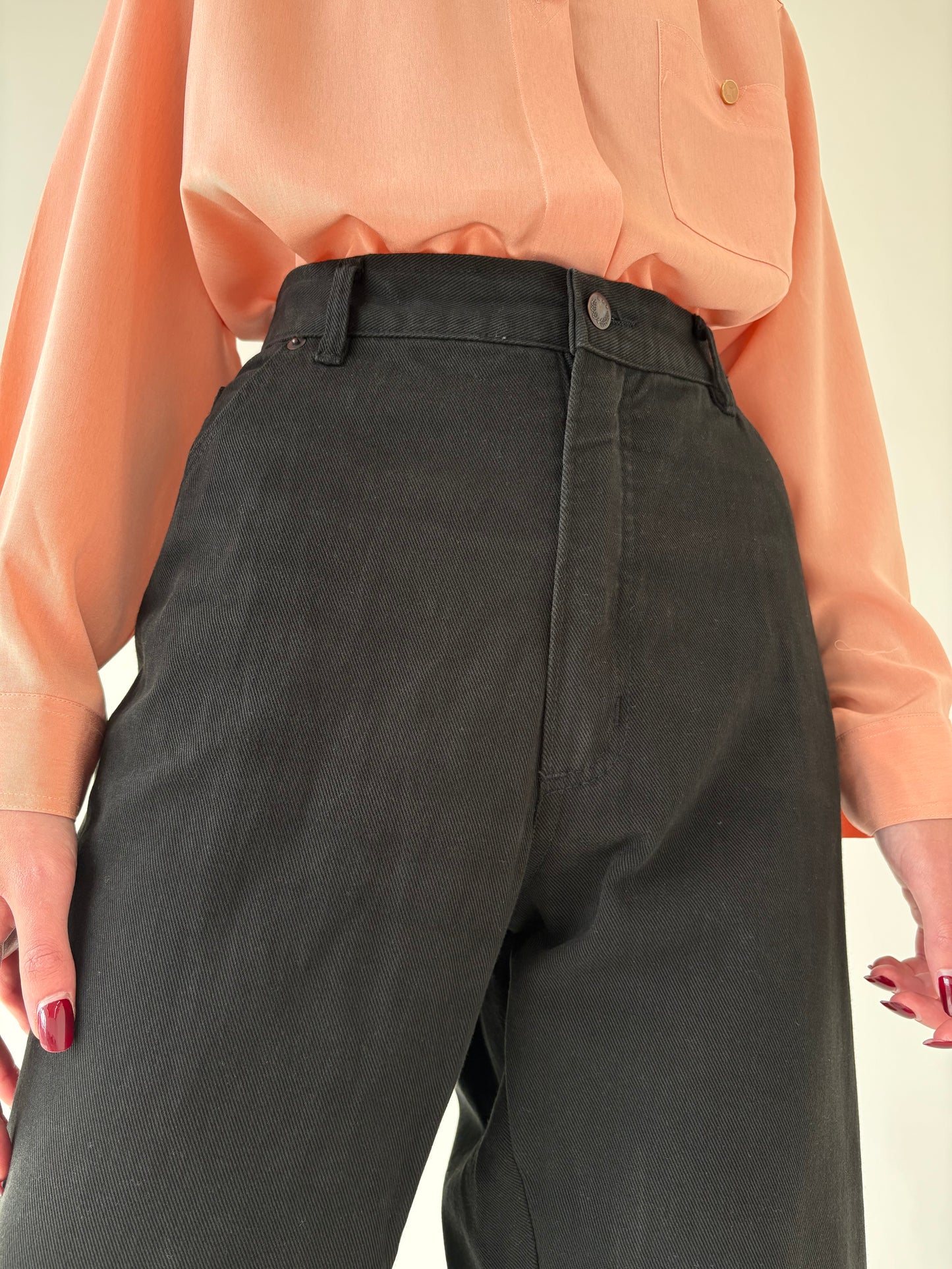 Jeans vintage plus size din bumbac gros cu talie înaltă