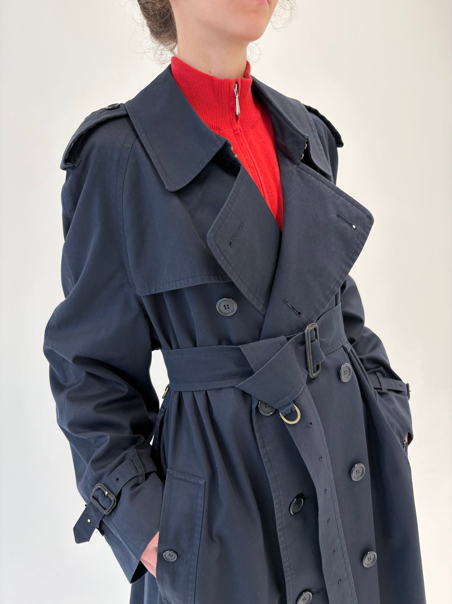 Trench vintage Burberry tall plus size cu talie reglabilă