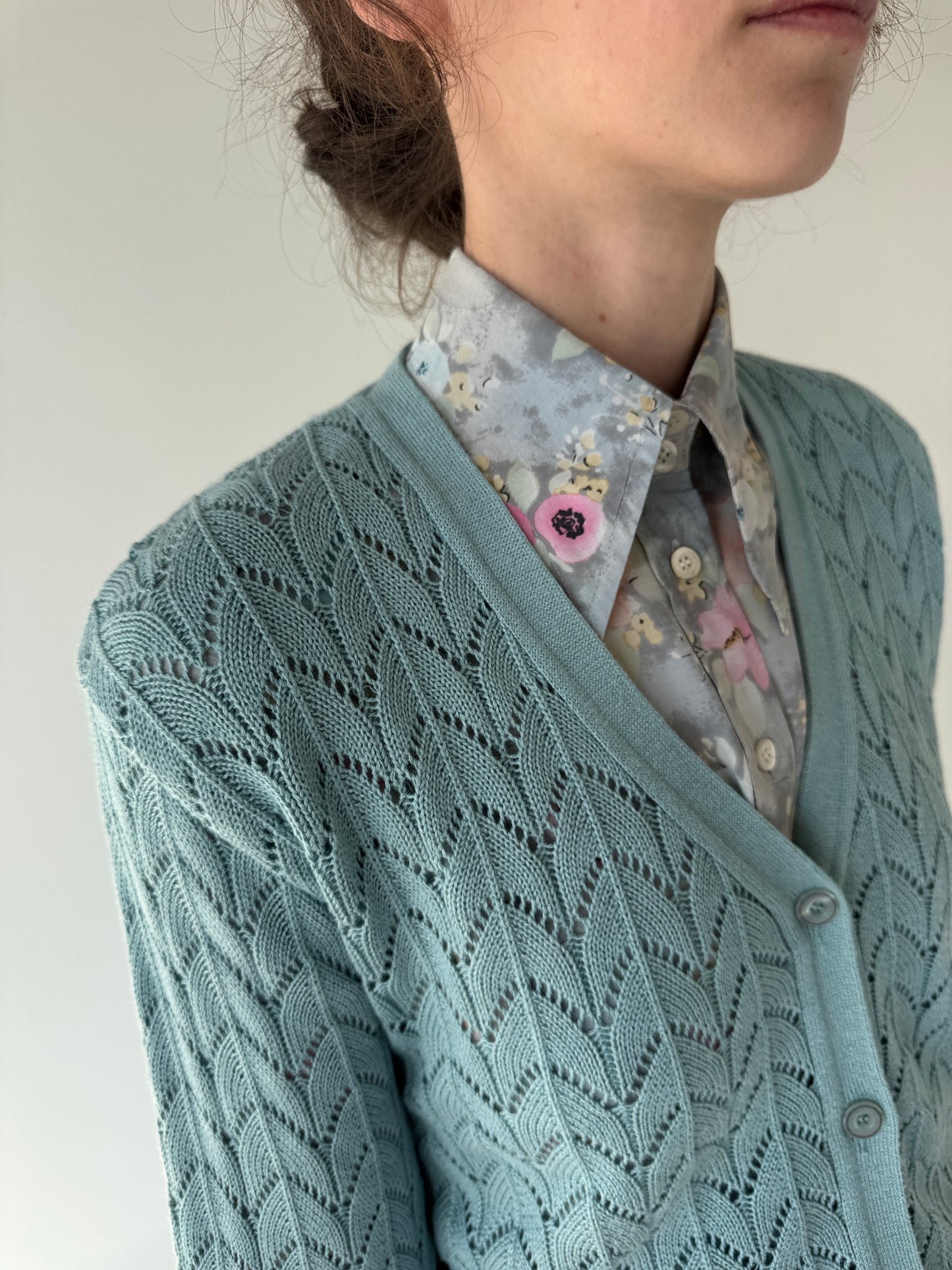 Cardigan vintage italian dantelat din mix de lana extrafina