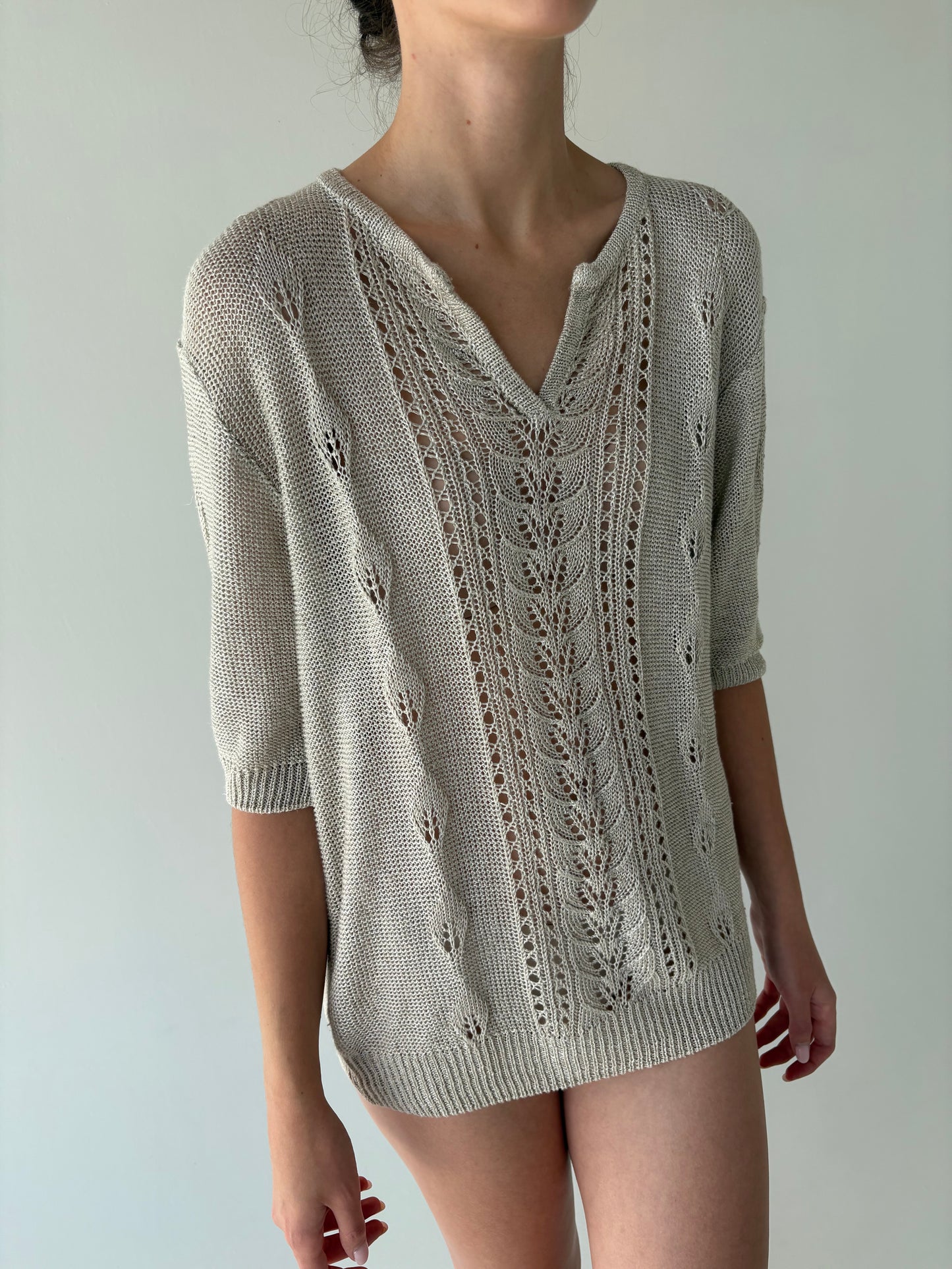 Top italian light nude din jerse excepțional de in cu vâscoza