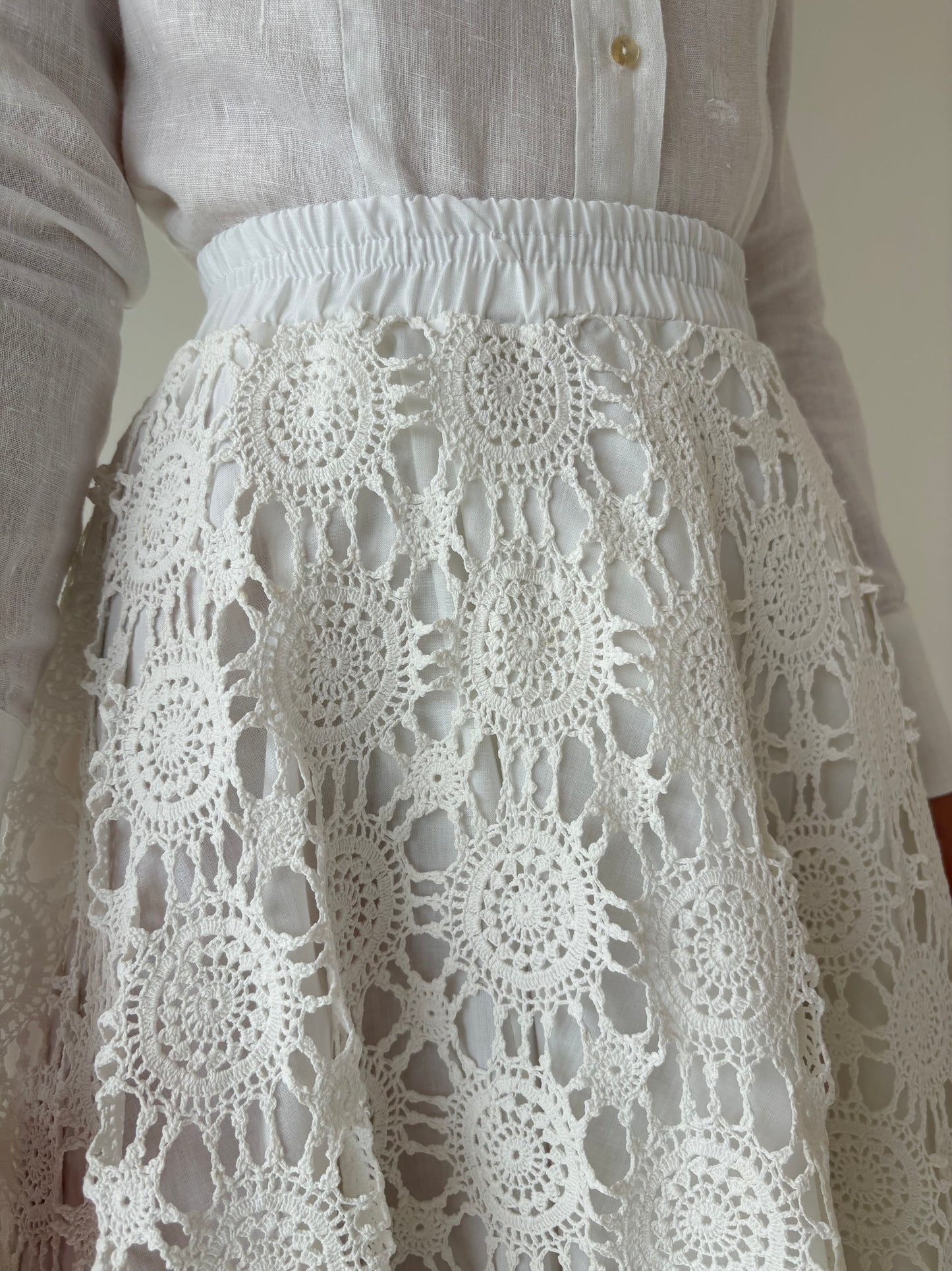 Fustă vintage bijuterie integral macrame lucrat manual