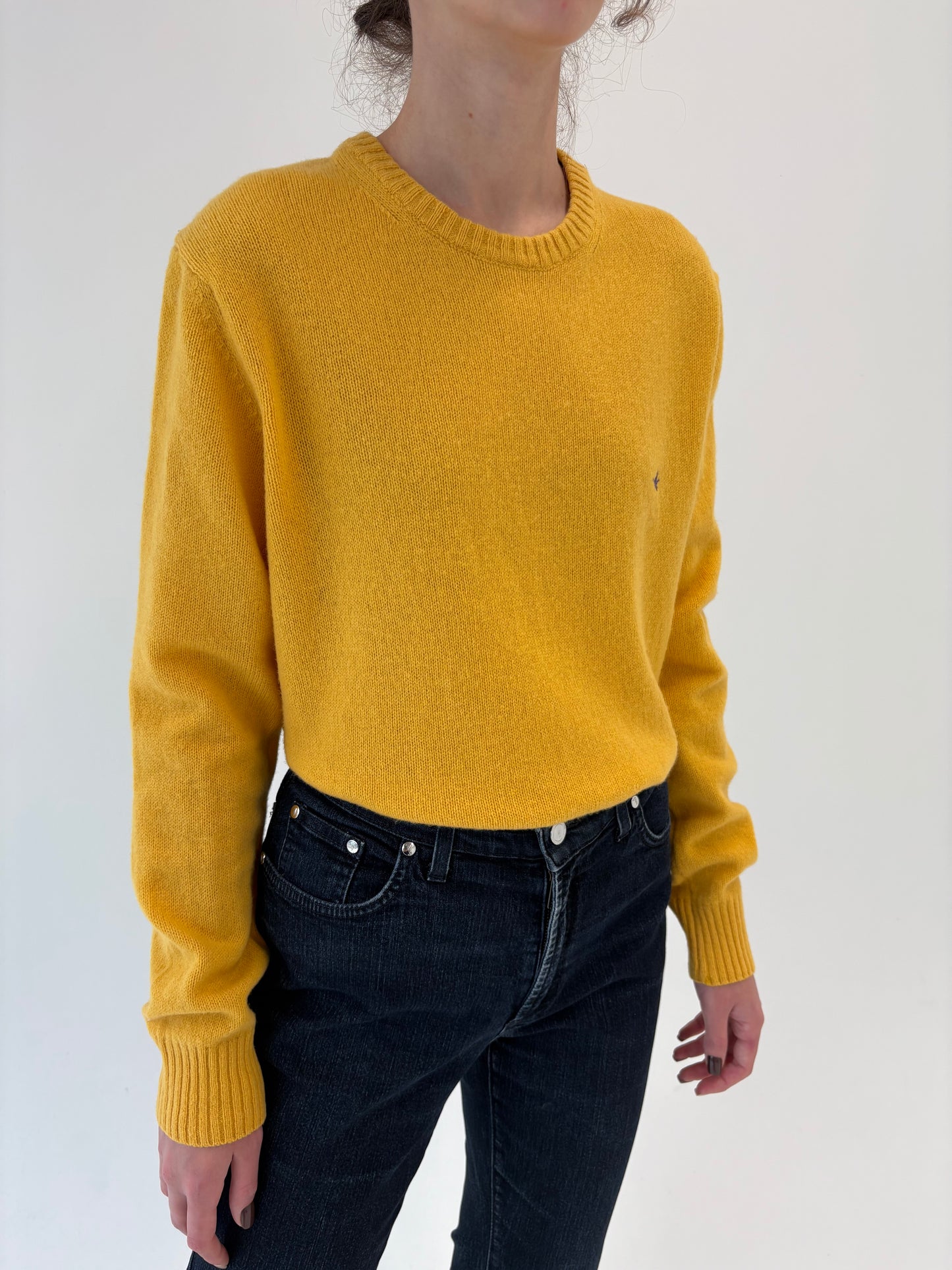 Pulover tall saffron yellow din lana groasa extrafina de gramaj mare