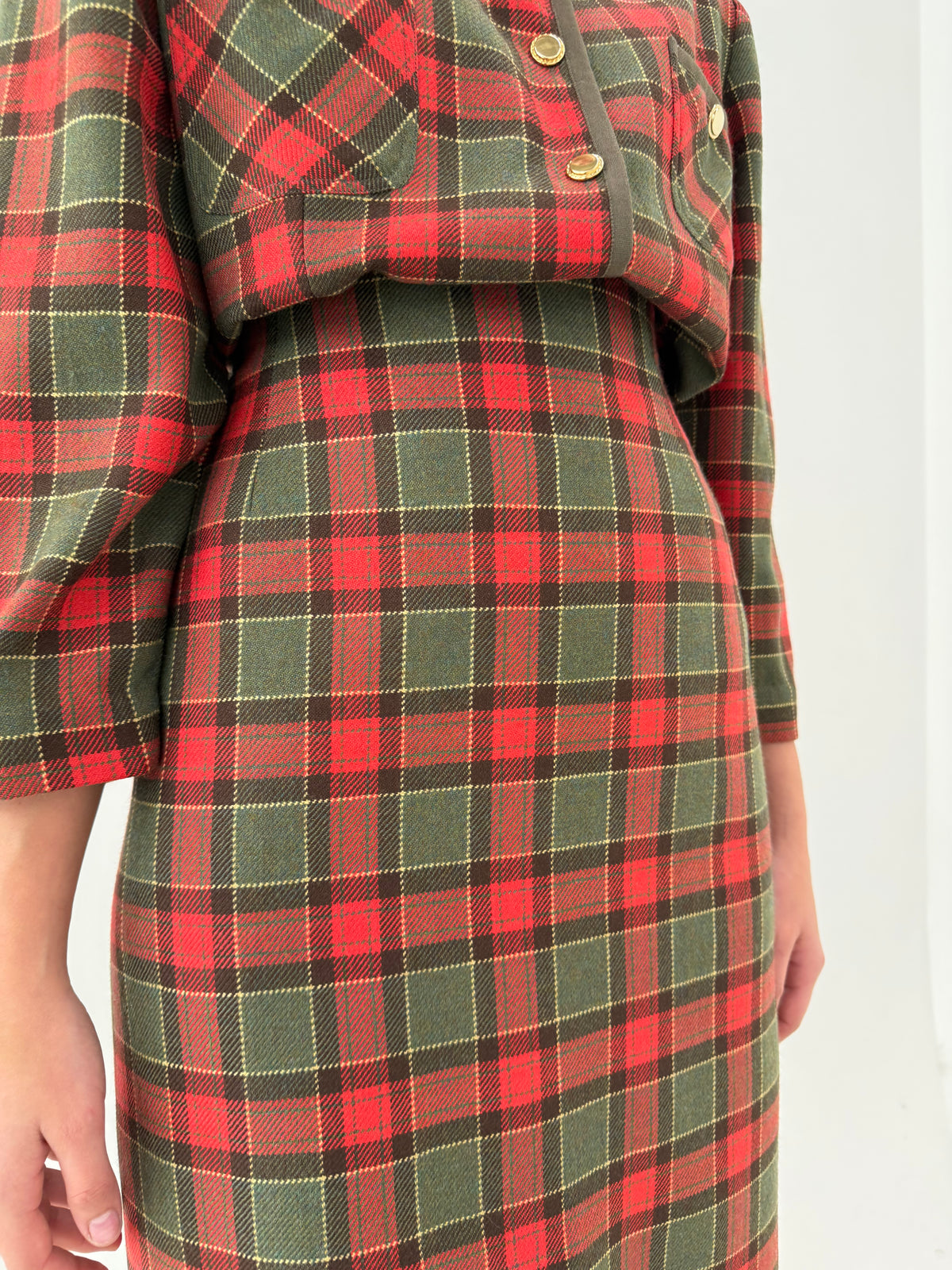 Deux vintage italian piece în carouri din Tartan moale de lana excepțională