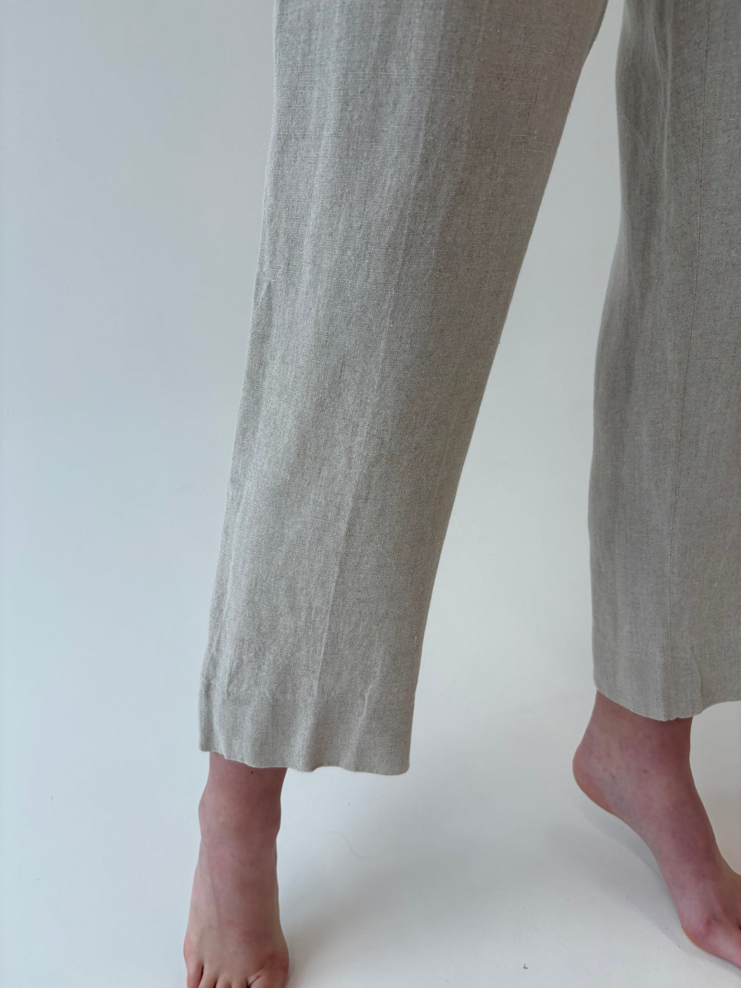 Pantaloni premium italienești din pânză premium de in cu pense
