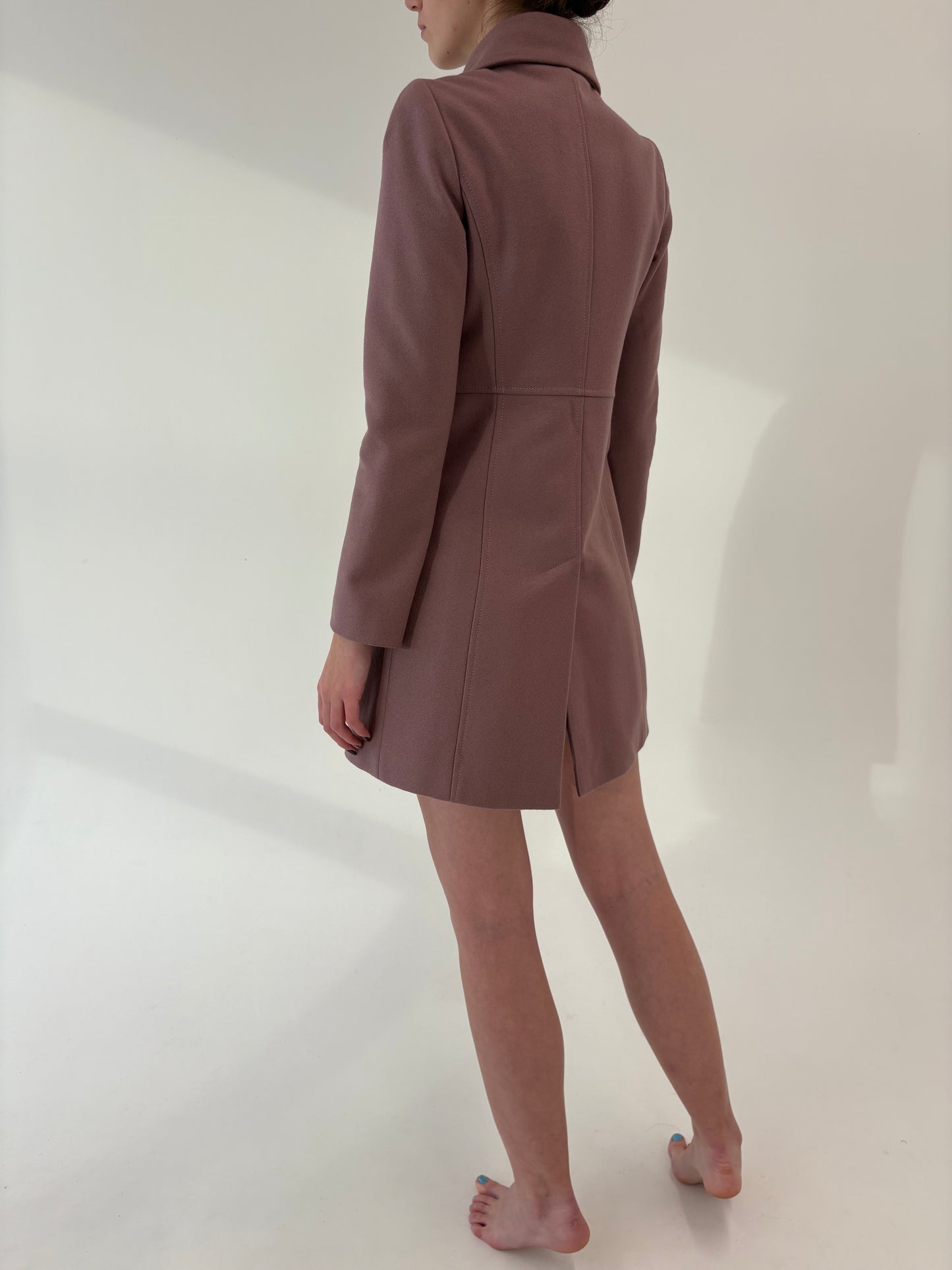 Palton Intrend by Max Mara dusty pink din lana extrafina cu talie marcată