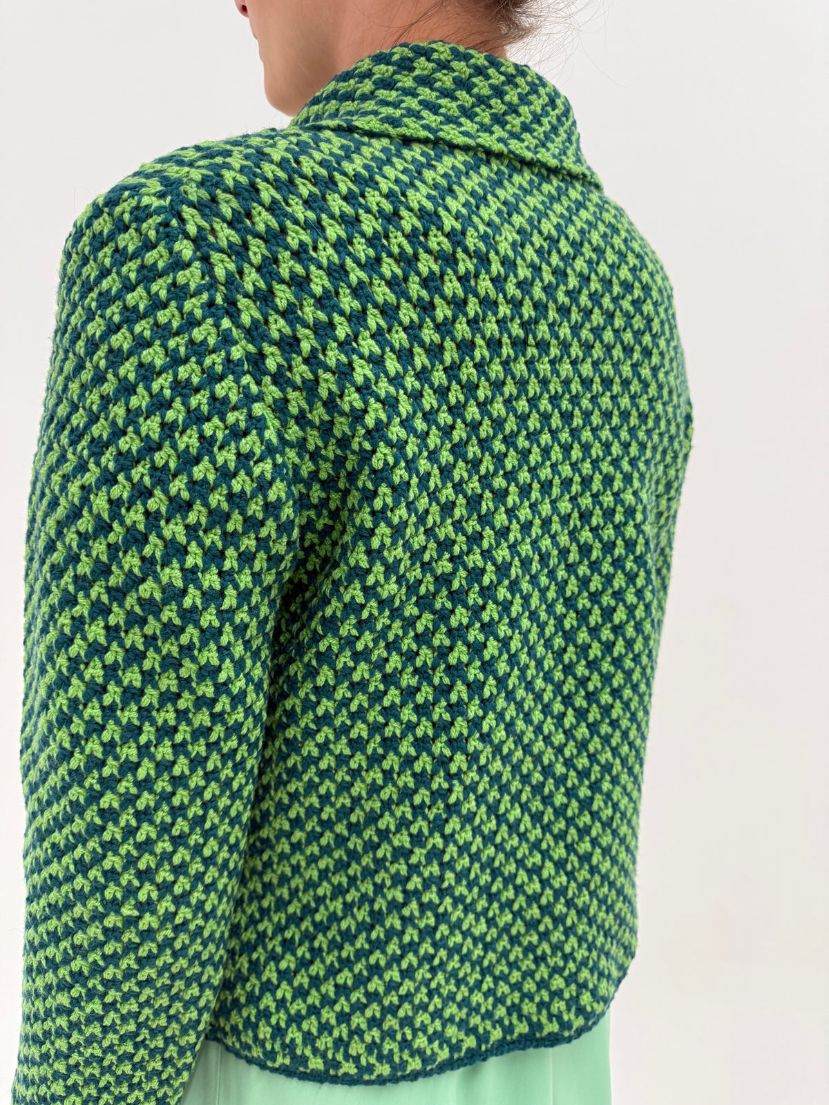 Jacheta ultra chic petite din tricot gros texturat de lana excepțională de gramaj mare
