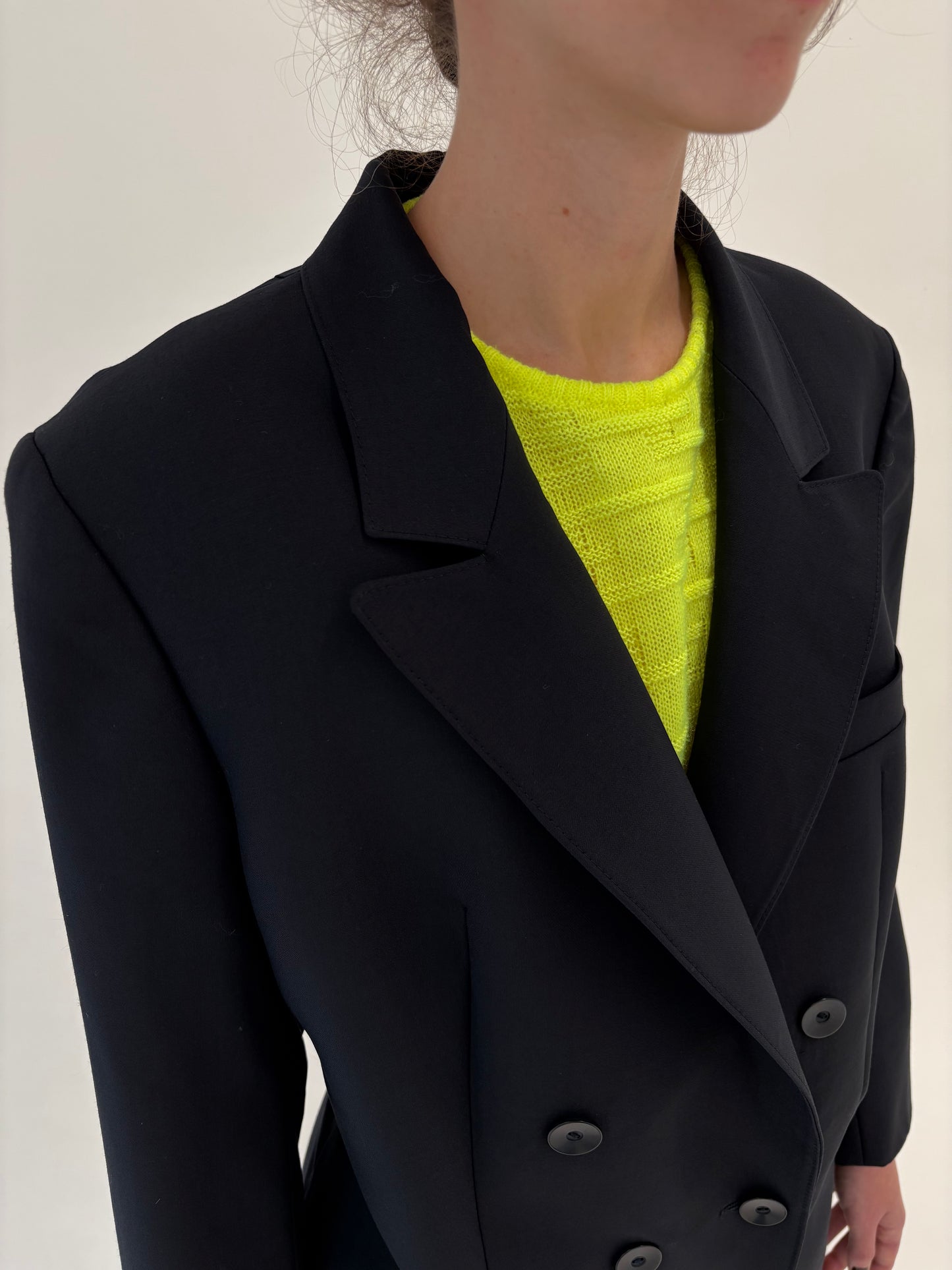Sacou vintage petite Navy blue cu închidere dublă din lana extrafina