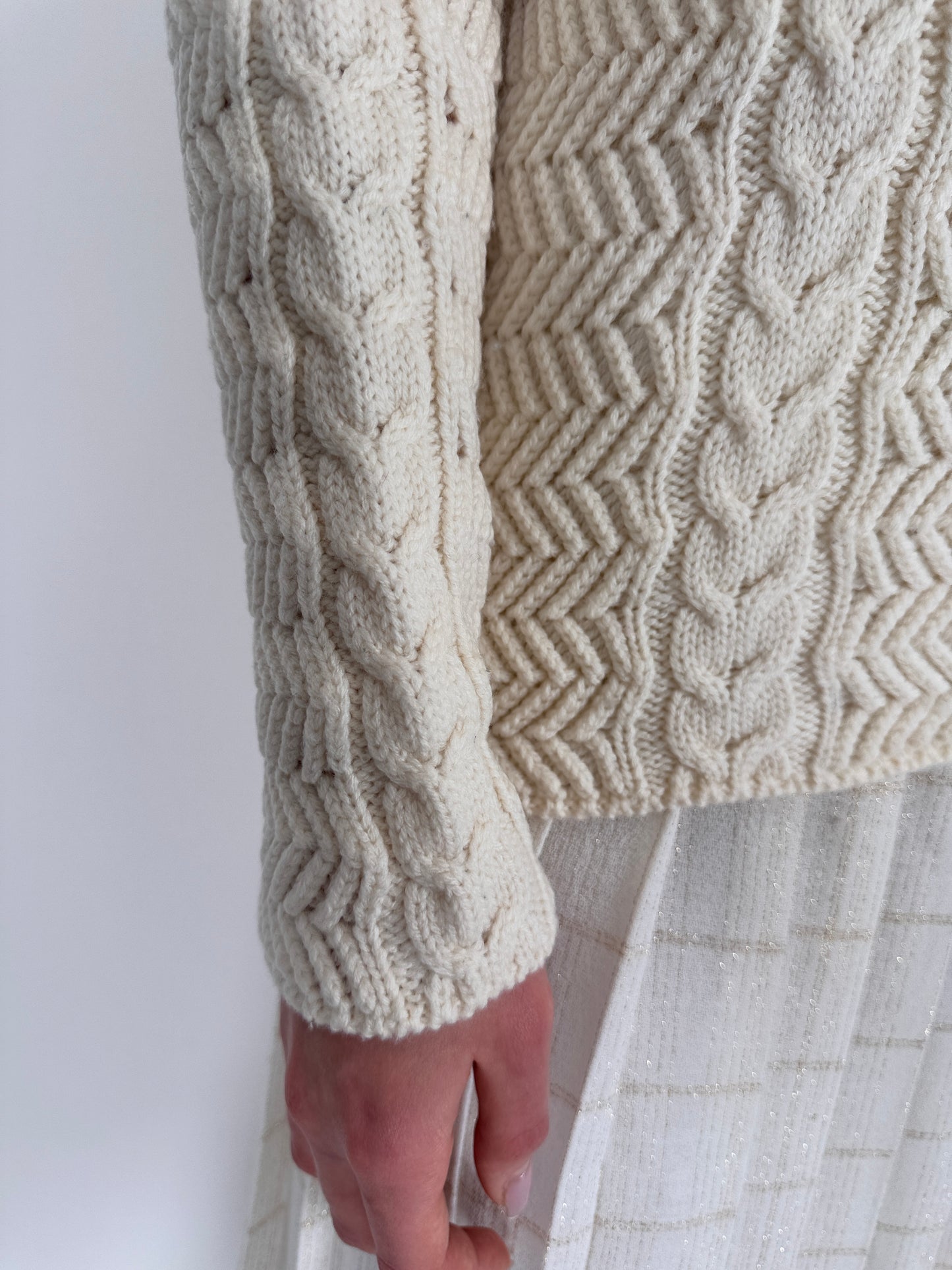 Maleta texturată de gramaj mare linen nude din lana extrafina