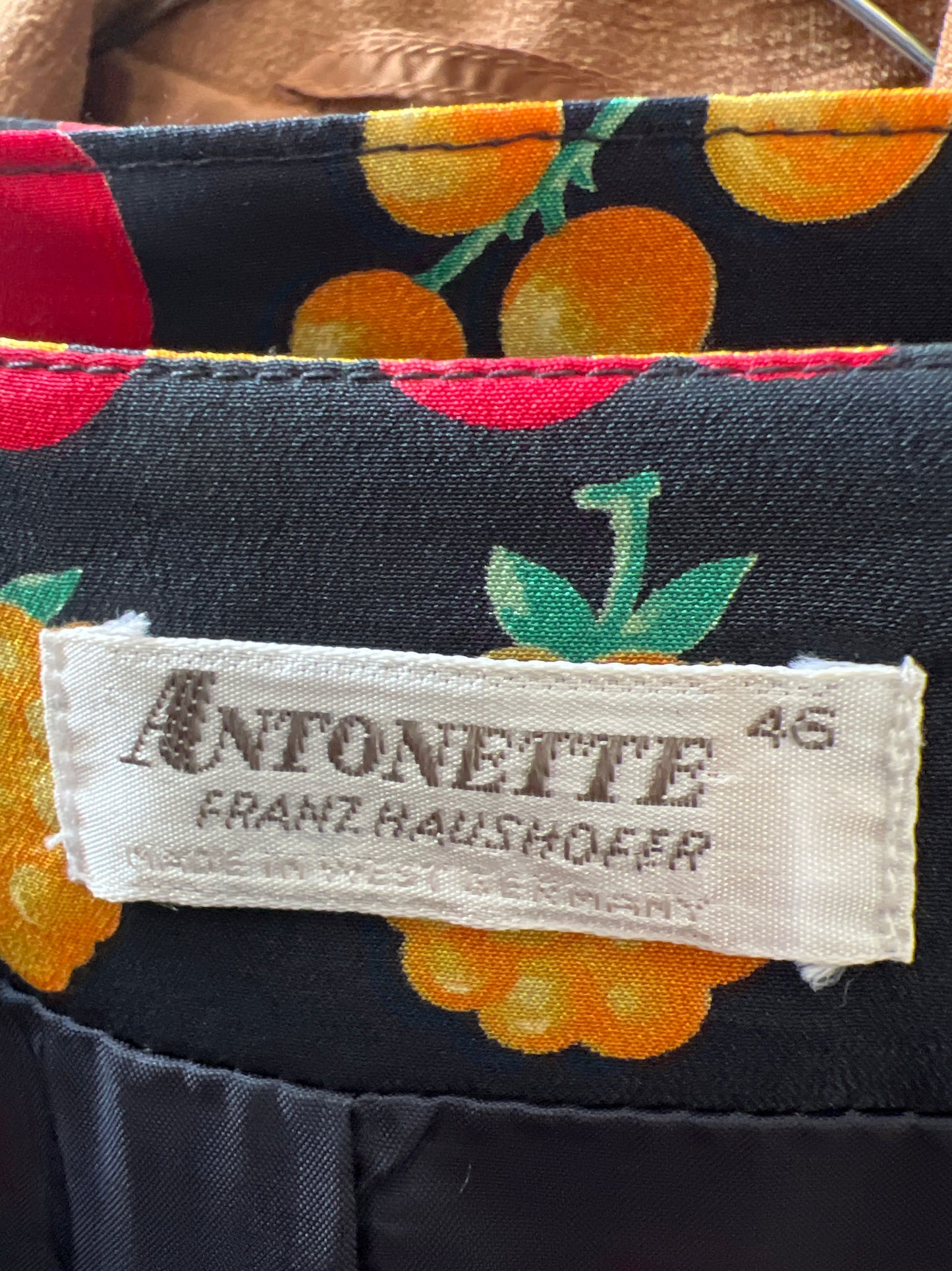 Set vintage din mătase naturală cu print superb cu fructe
