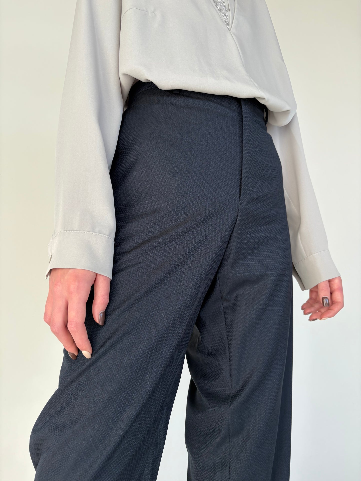 Costum italian Navy blue din stofita de lana extrafina texturată