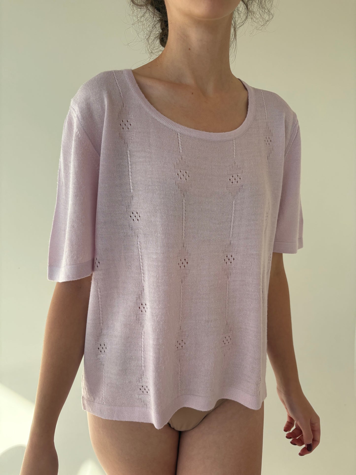 Top vintage light lavender din jerse