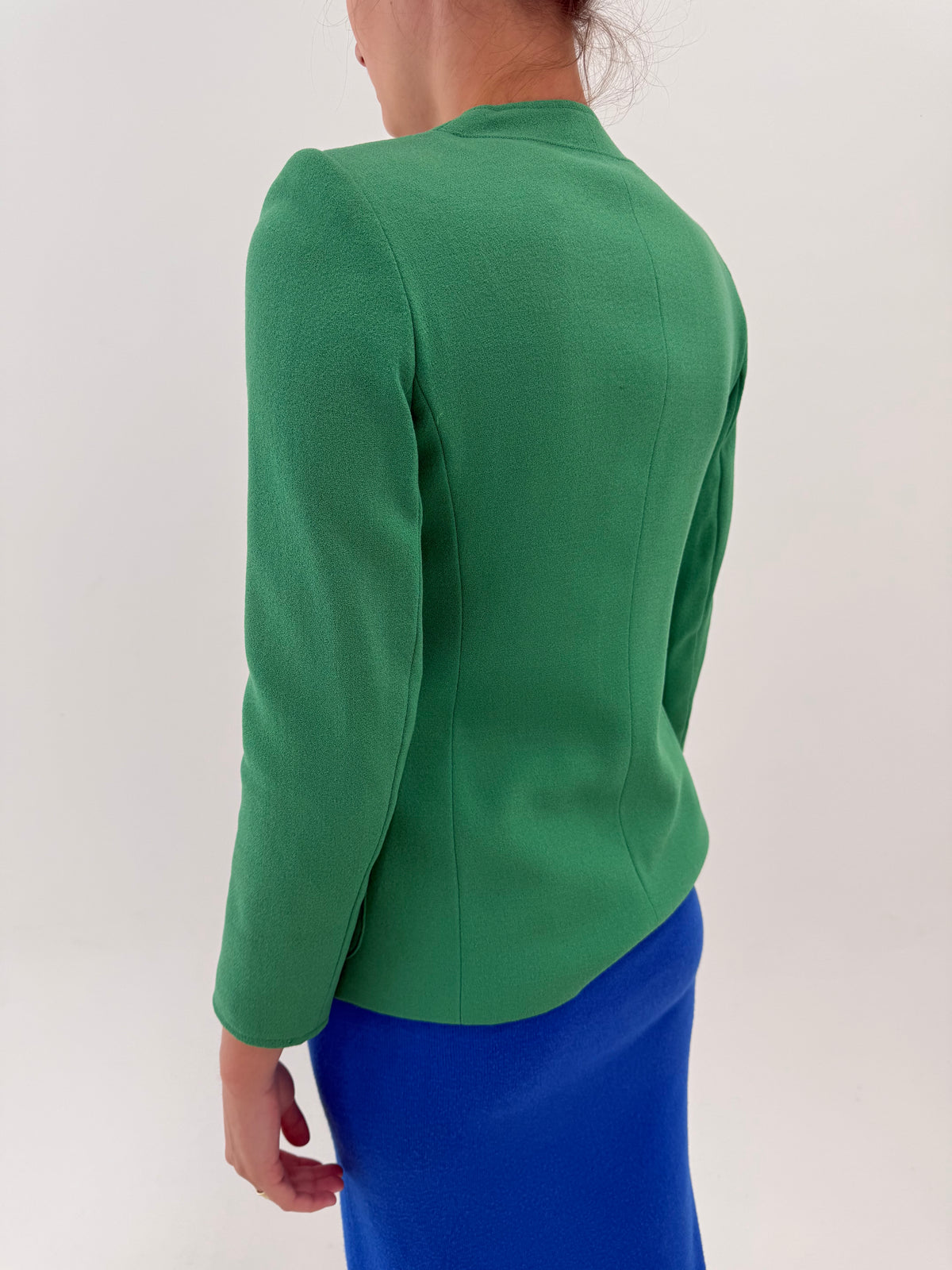 Sacou vintage Max Mara din lana extrafina emerald green cu buzunare aplicate cambrat