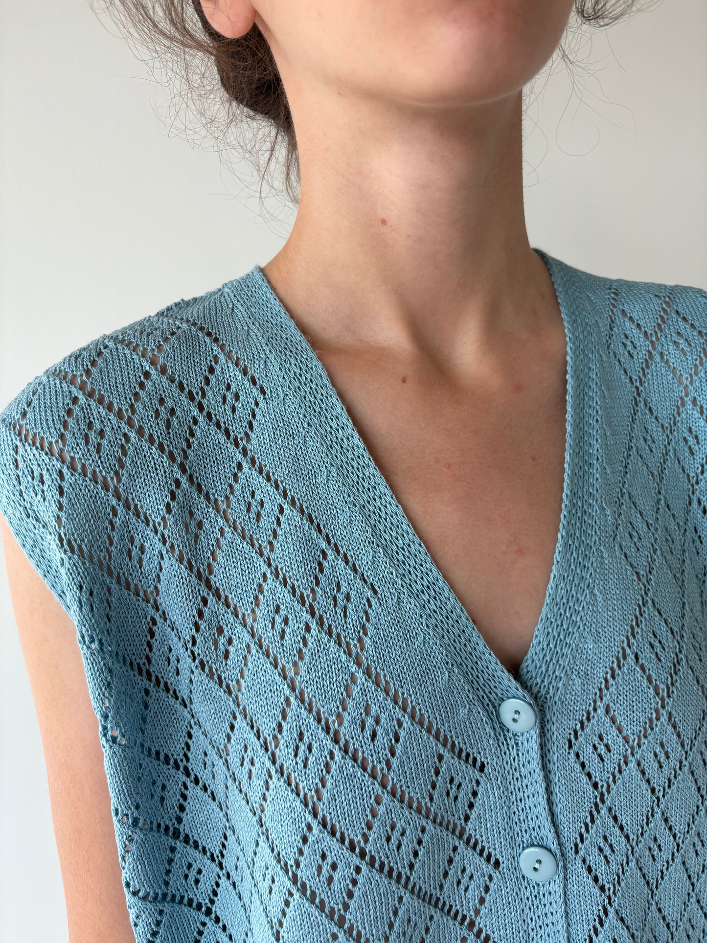 Top vintage italian dantelat baby blue