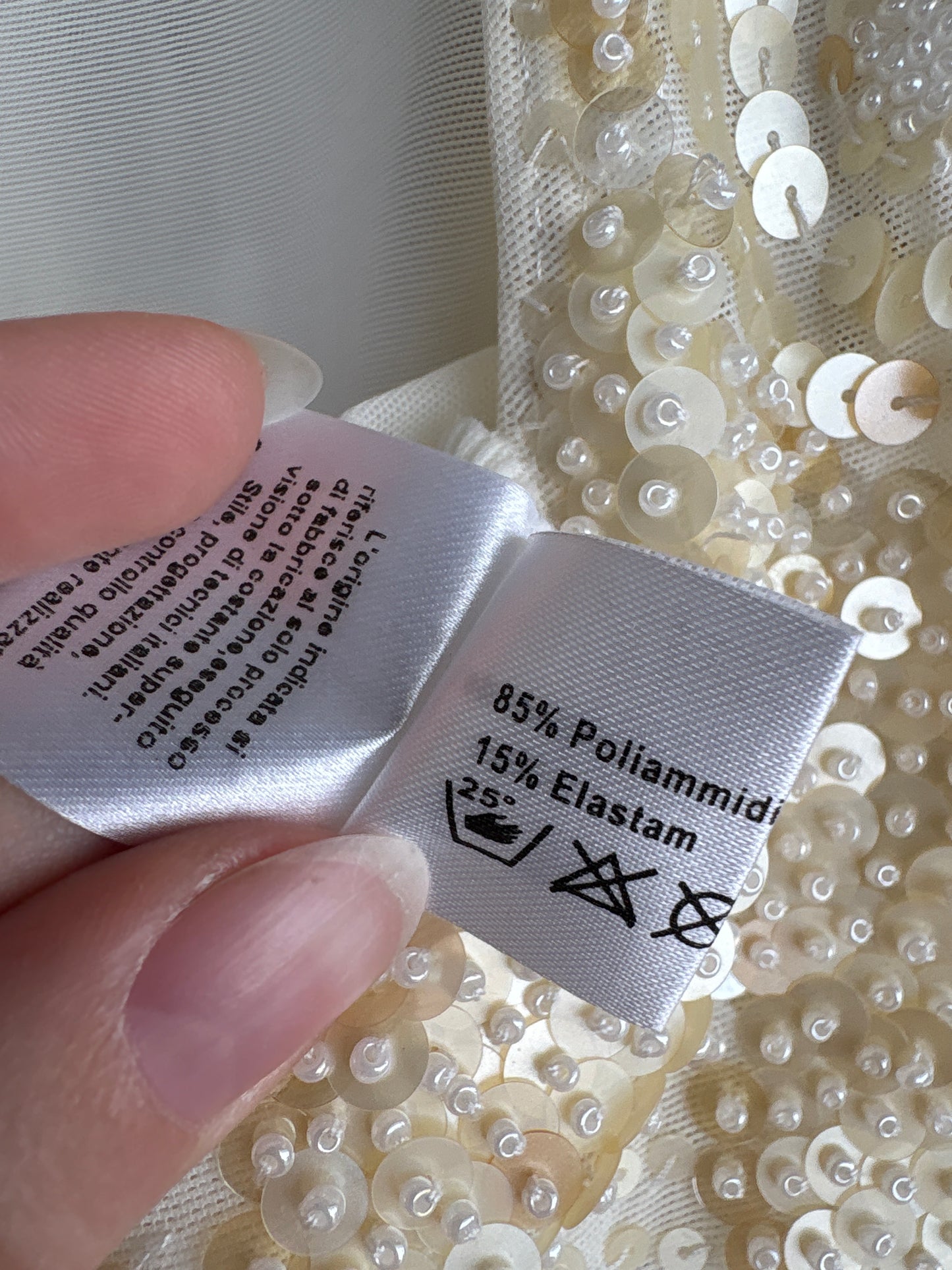 Top bijterie luxury Luisa Spagnoli cu aplicații manuale butter white și soft gold