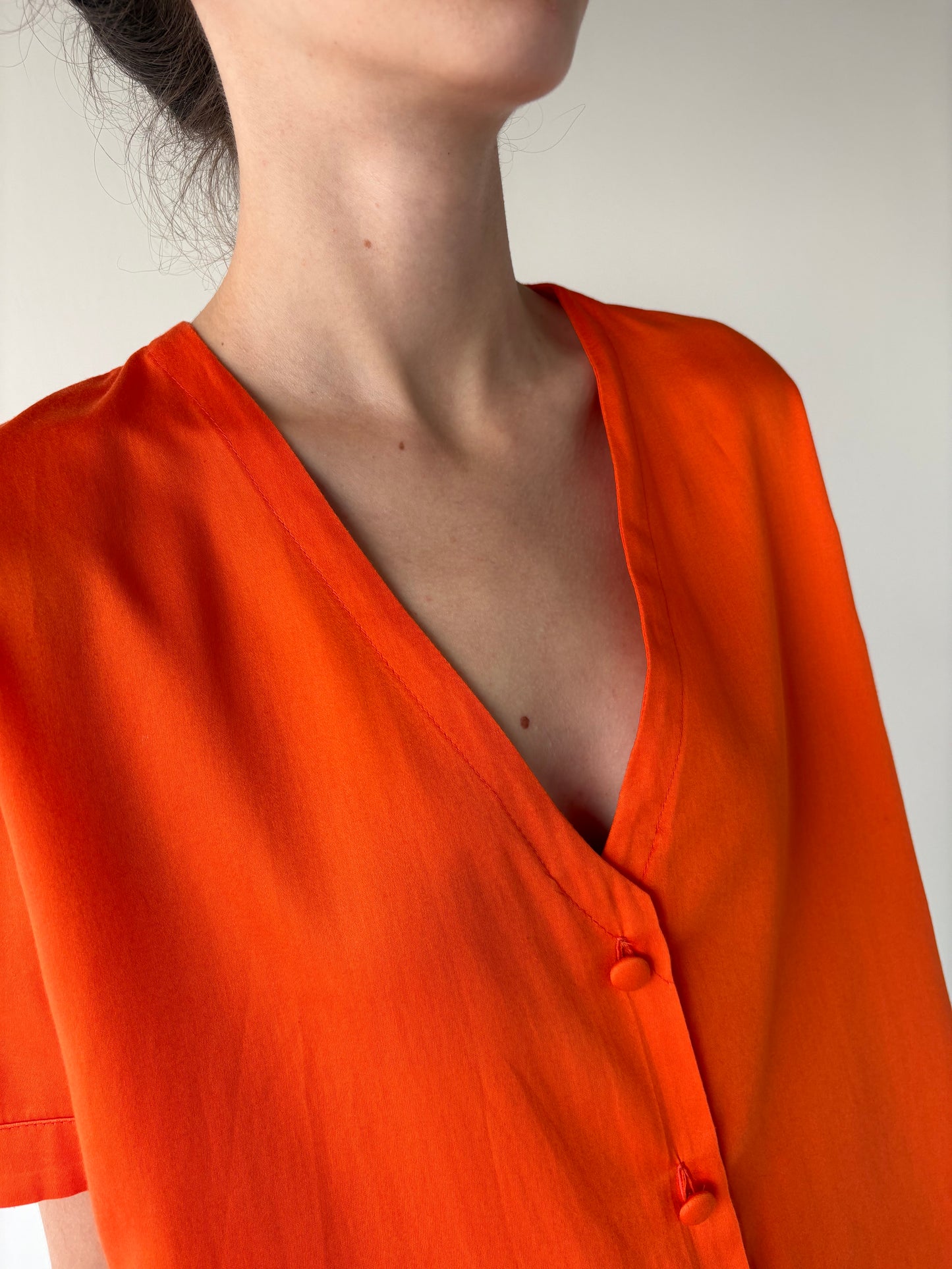 Cămașa din bumbac premium ușor satinat tangerine orange