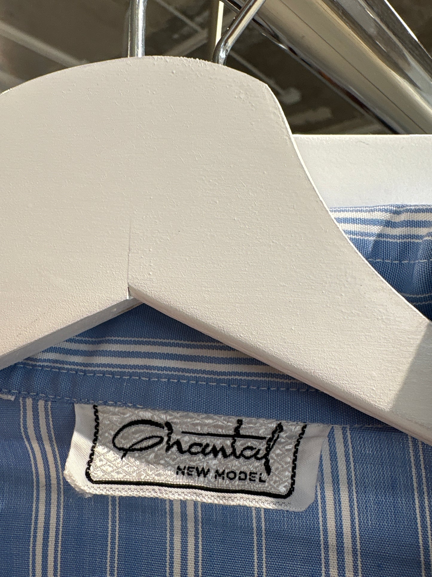 Cămașa premium baby blue cu dungi verticale din poplin plin de bumbac