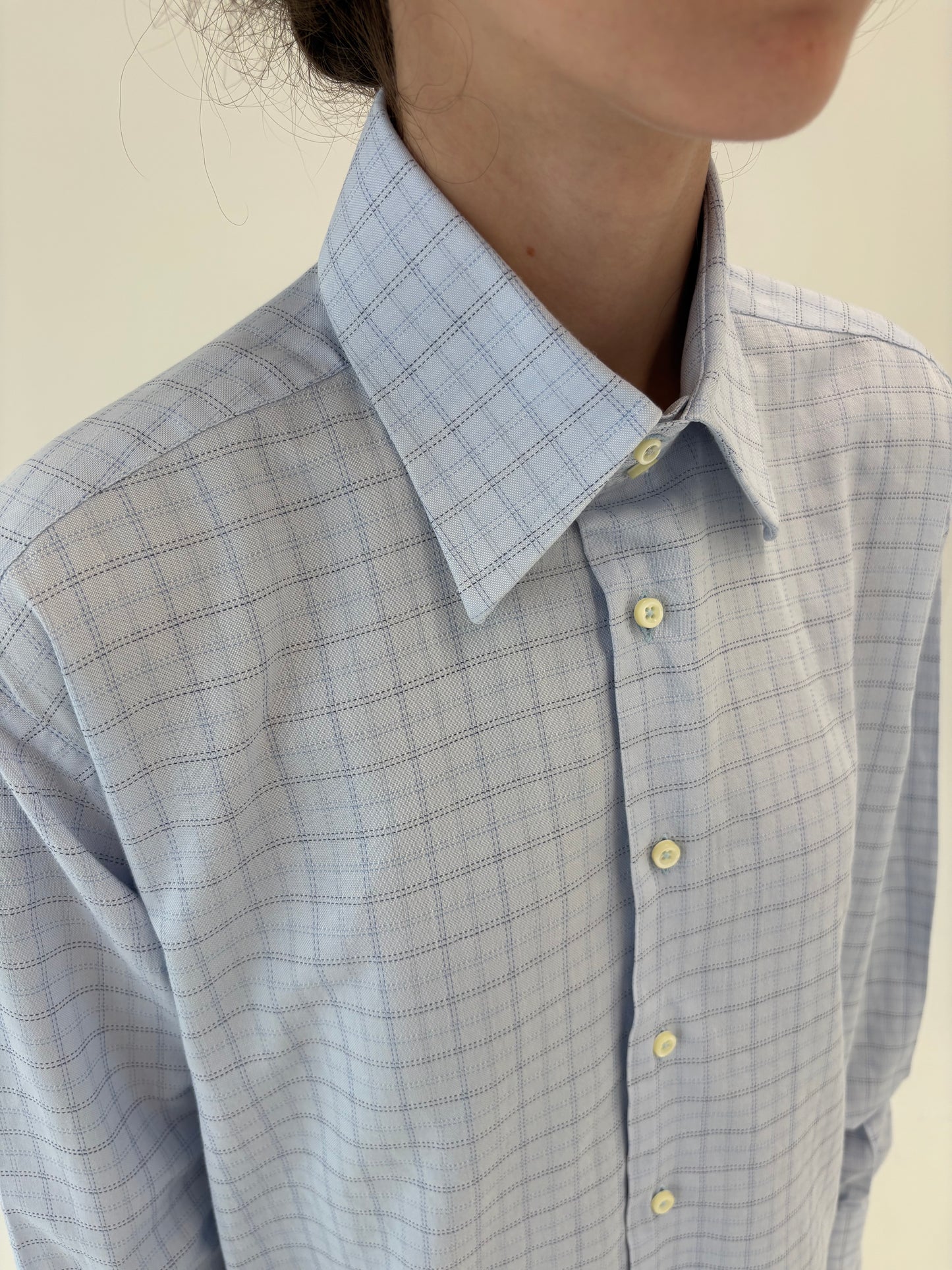 Cămașa premium baby blue din poplin gros de bumbac în croi actual