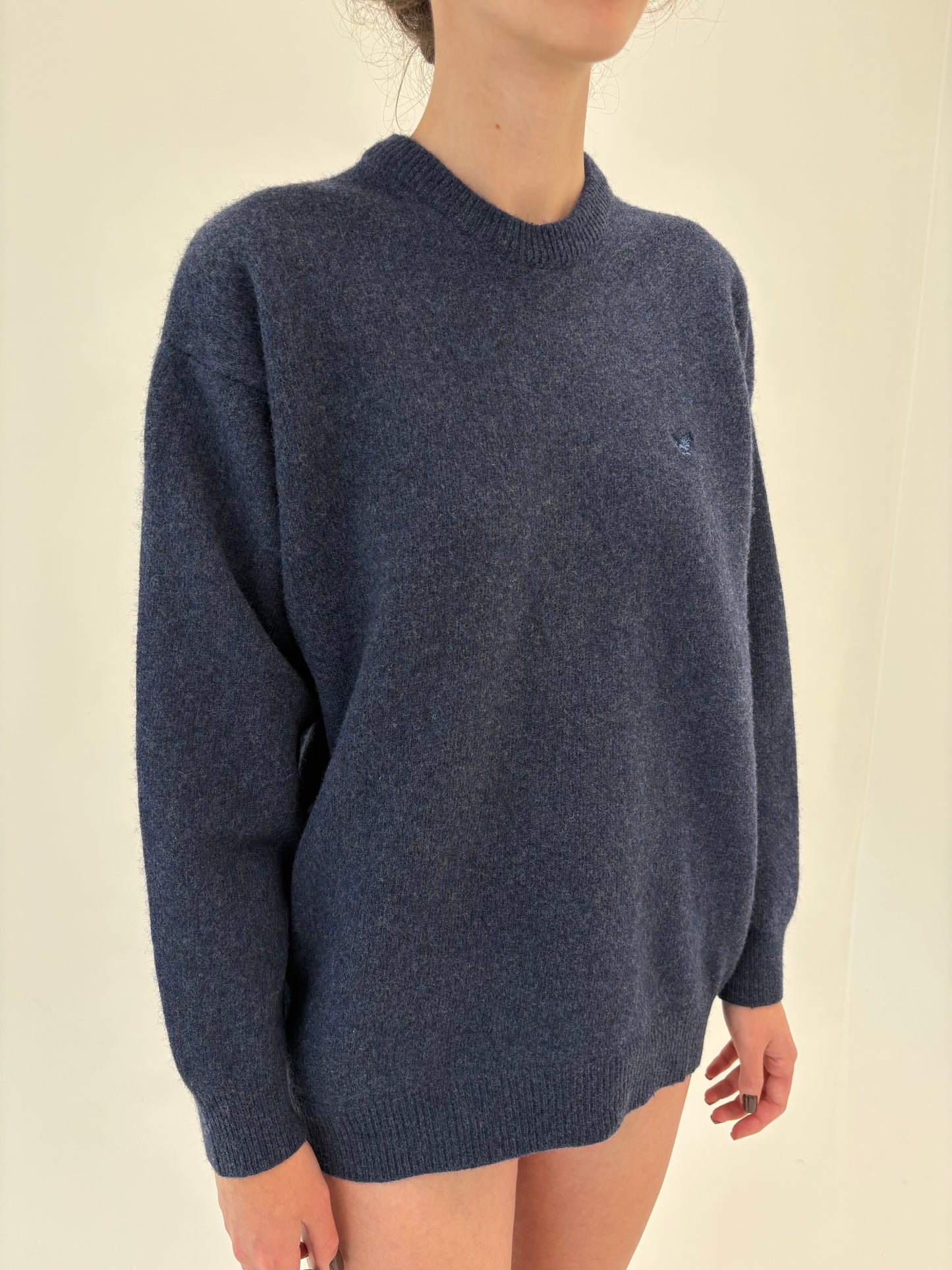 Pulover gros jeans blue petite de gramaj mare