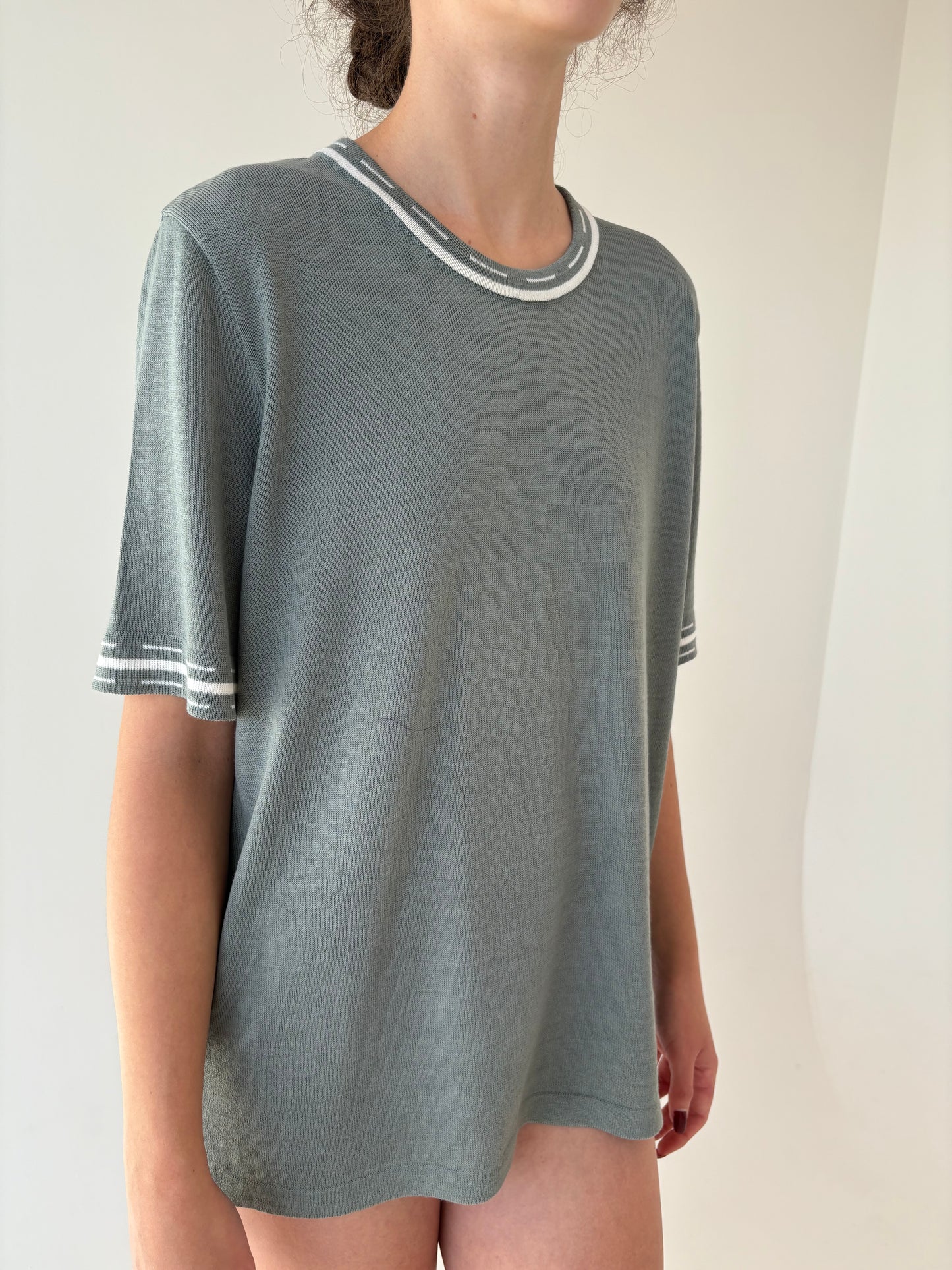 Top Sage green din mix de lana extrafina