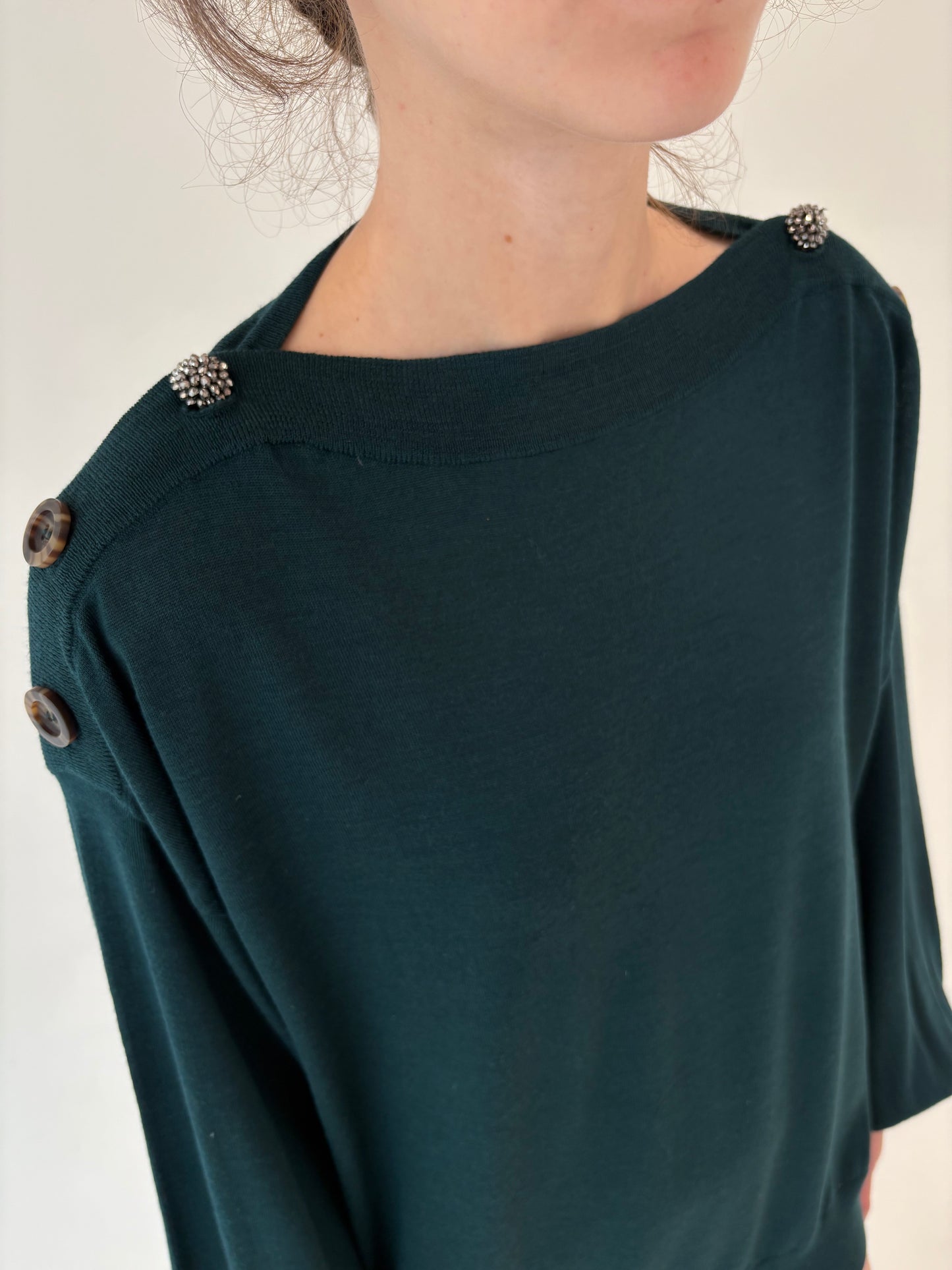 Pulover de brand super premium forest green cu mâneci ample