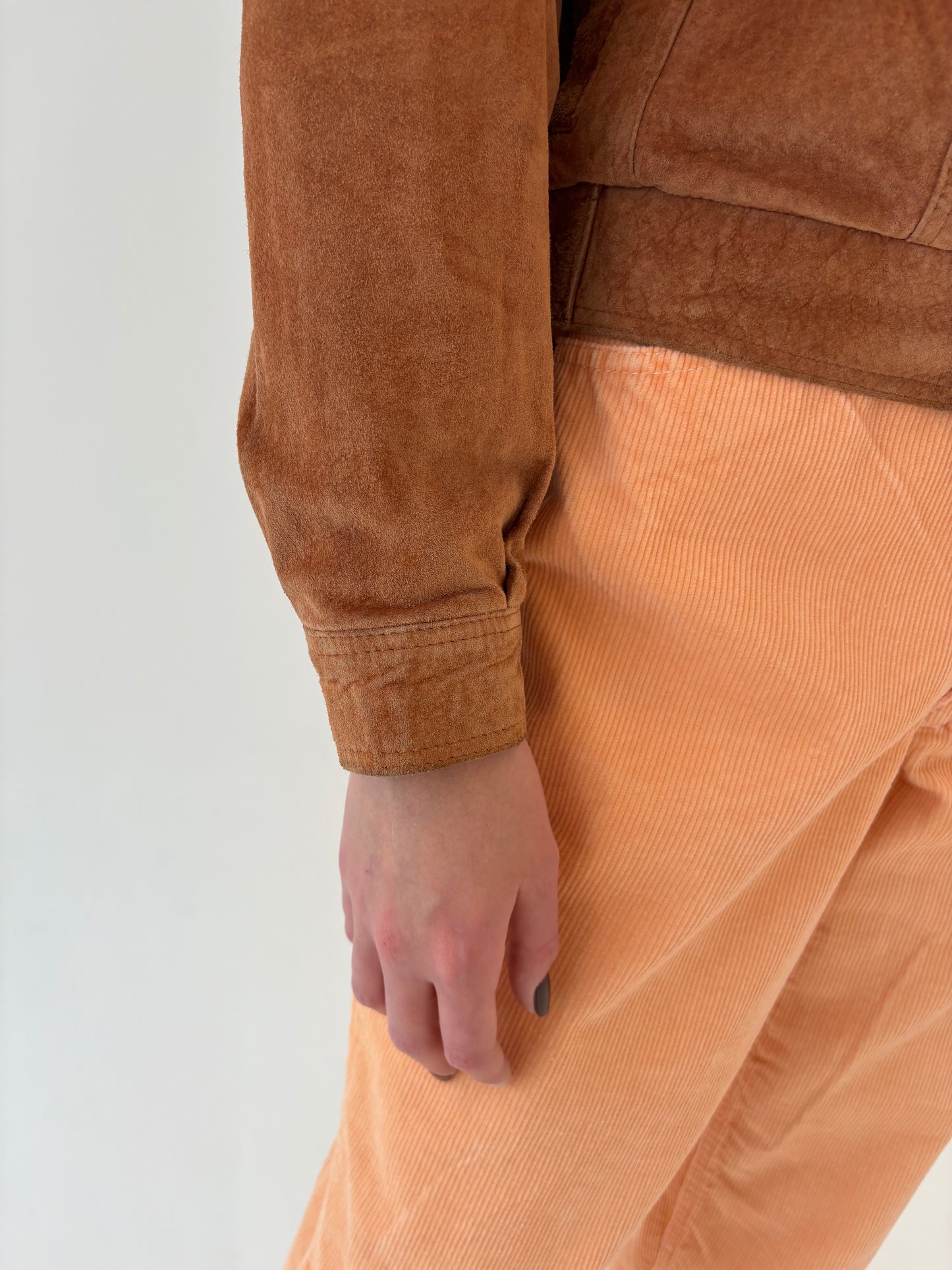 Geacă din piele naturală întoarsă caramel brown