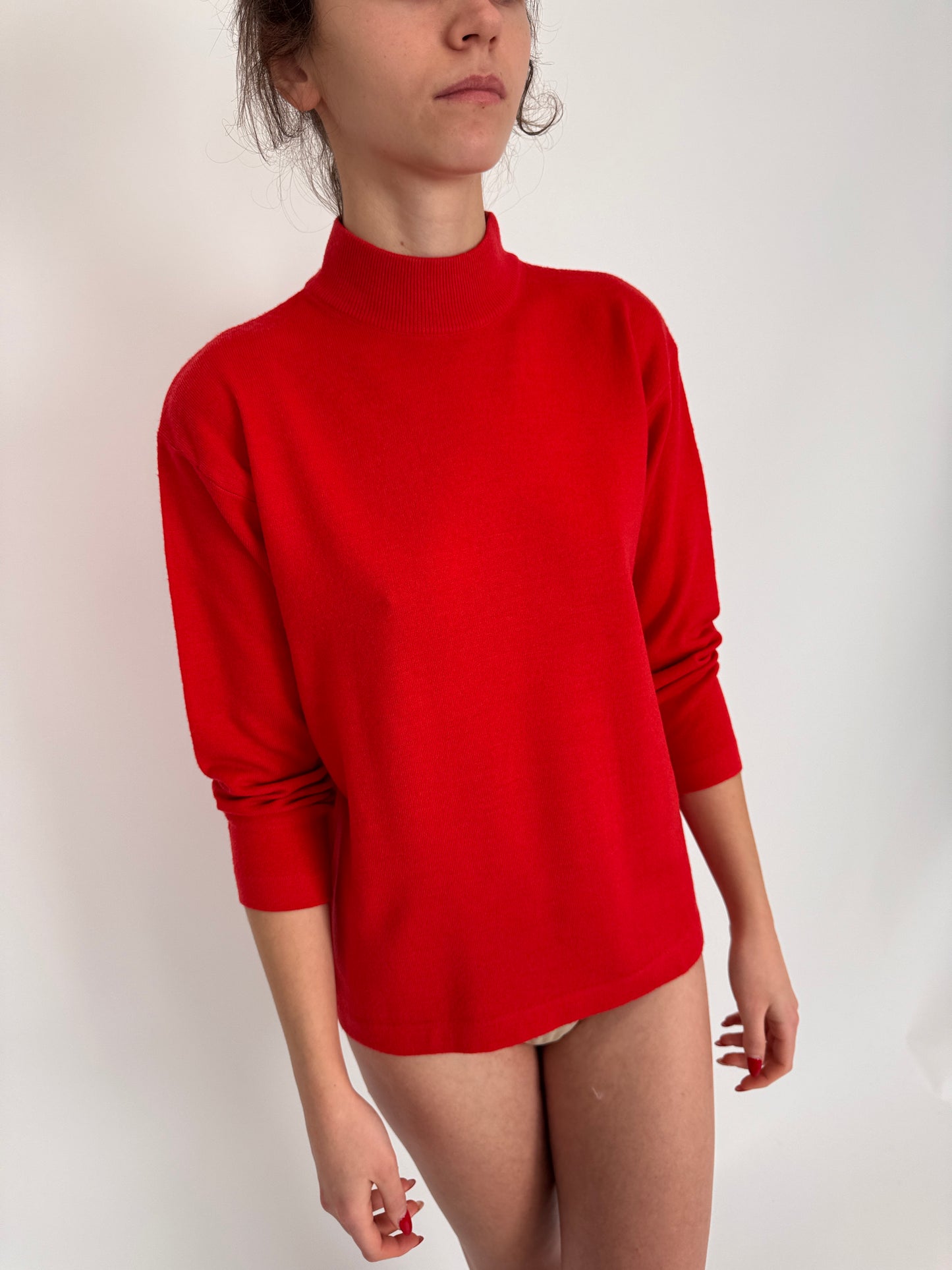 Maleta petite scarlet red din lana extrafina