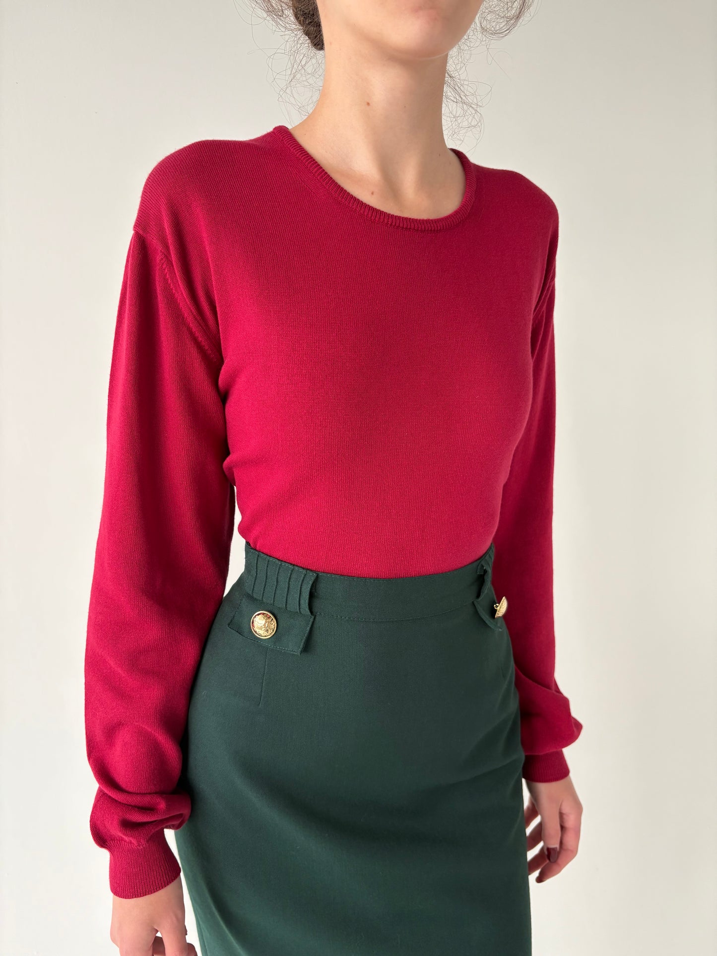 Puloveras tall cherry red italian din bumbac