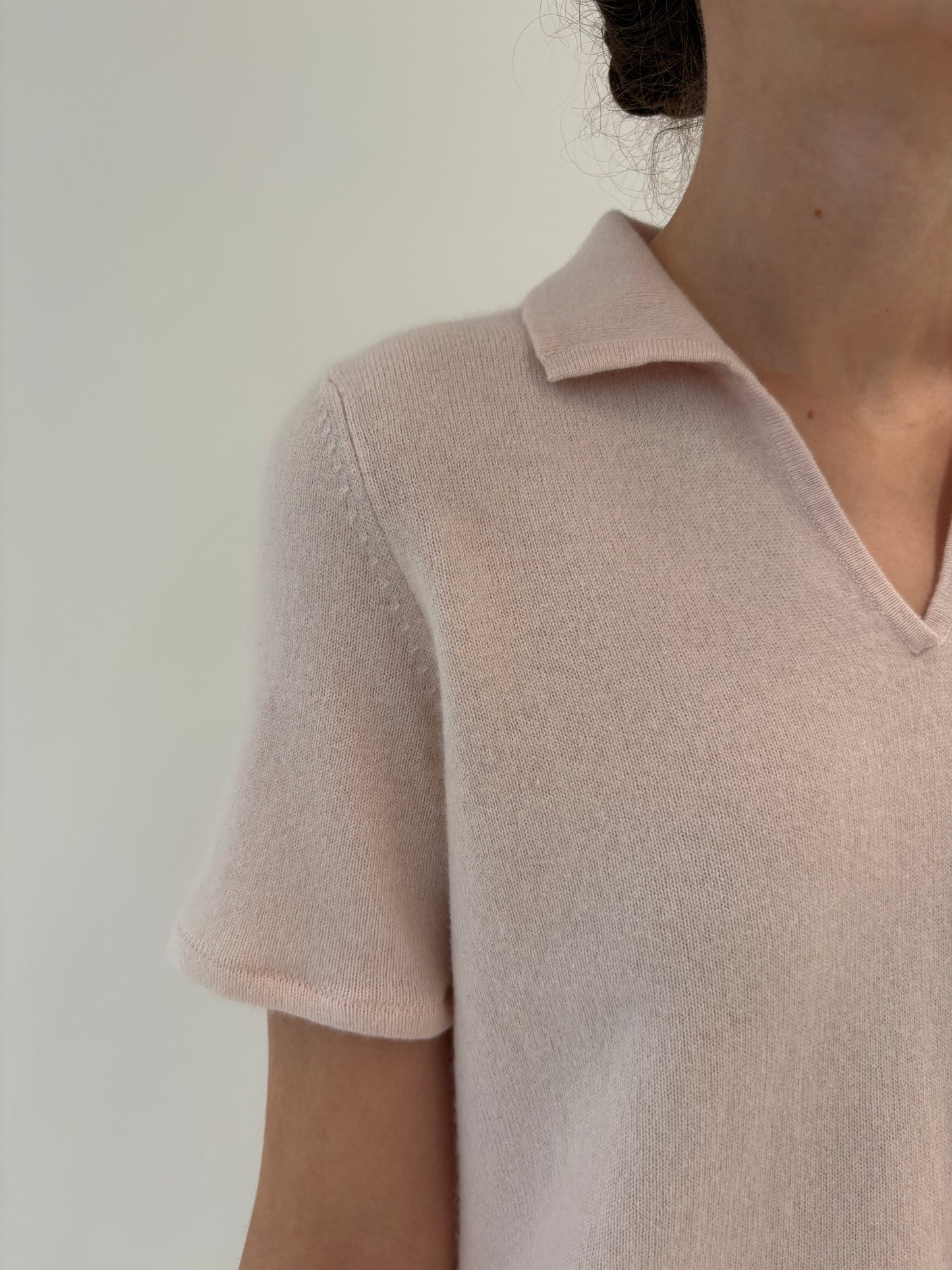 Top polo powder pink din cașmir multiply