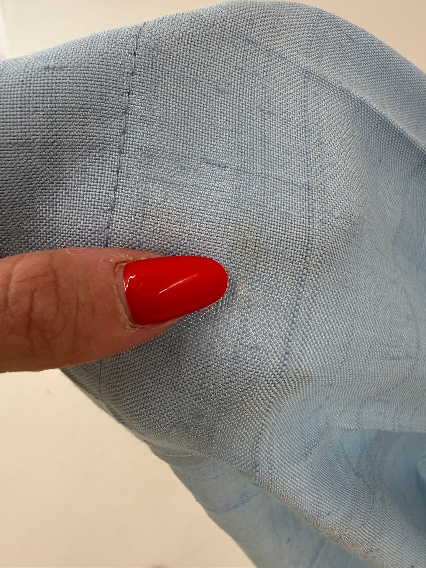 Fustă vintage baby blue plisată din pânză grea de in și bumbac
