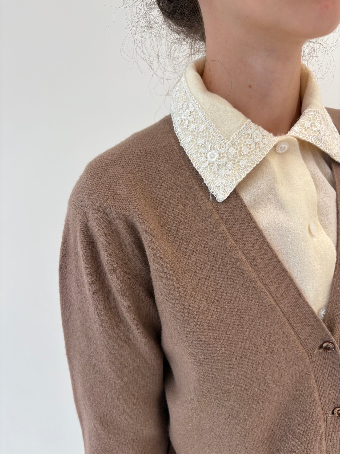 Cardigan petite cafe au lait din lana extrafina