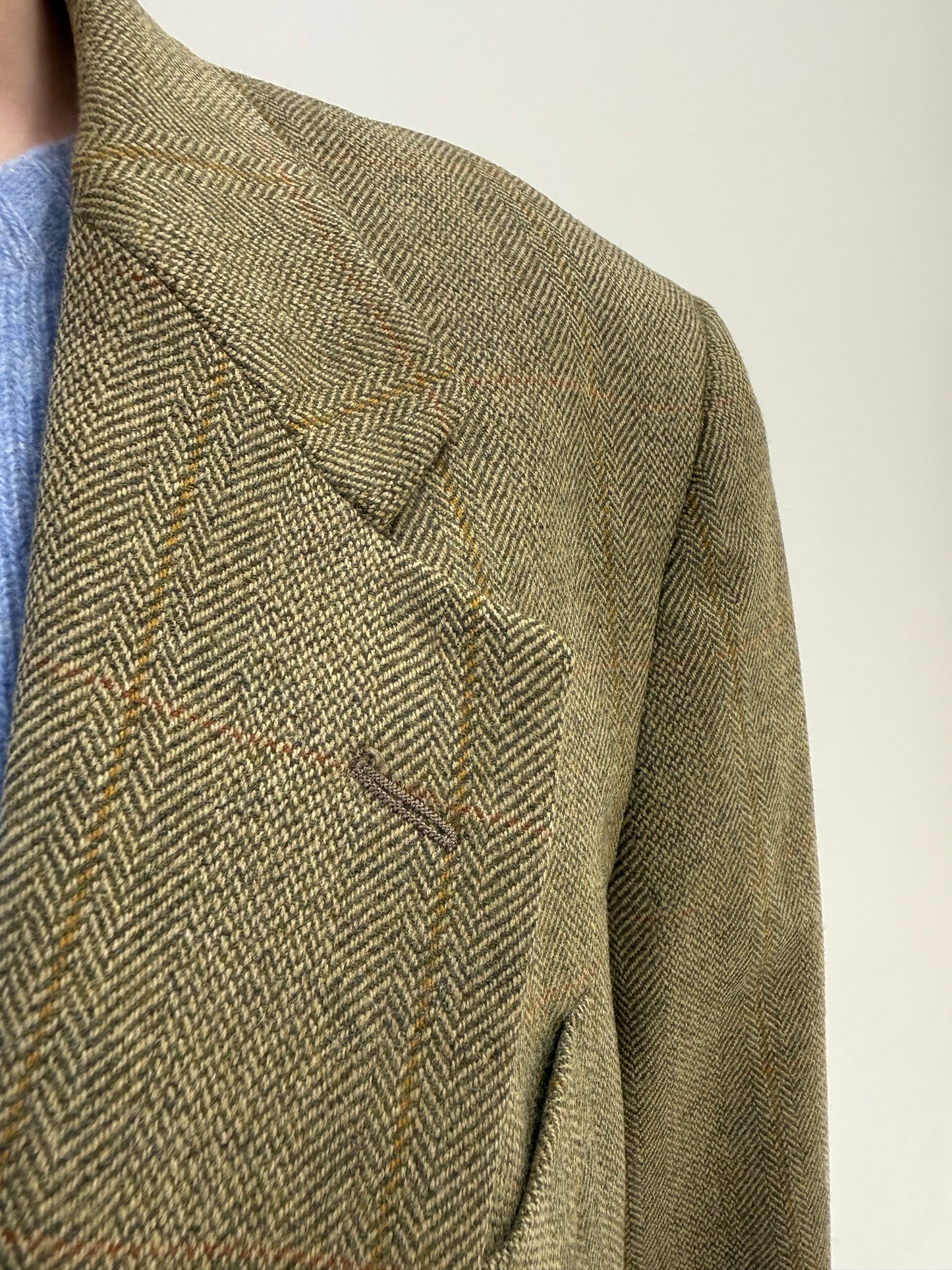 Sacou din tweed excepțional camel și kaki Zegna în croi actual