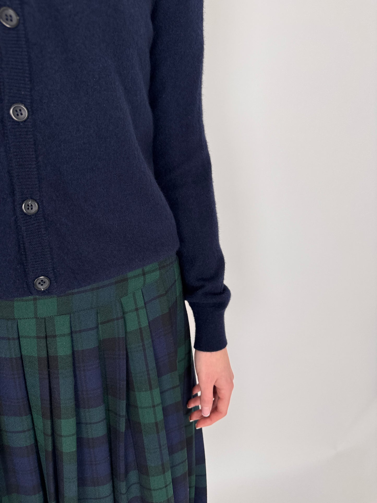 Cardigan Navy tall din lana merino și cașmir